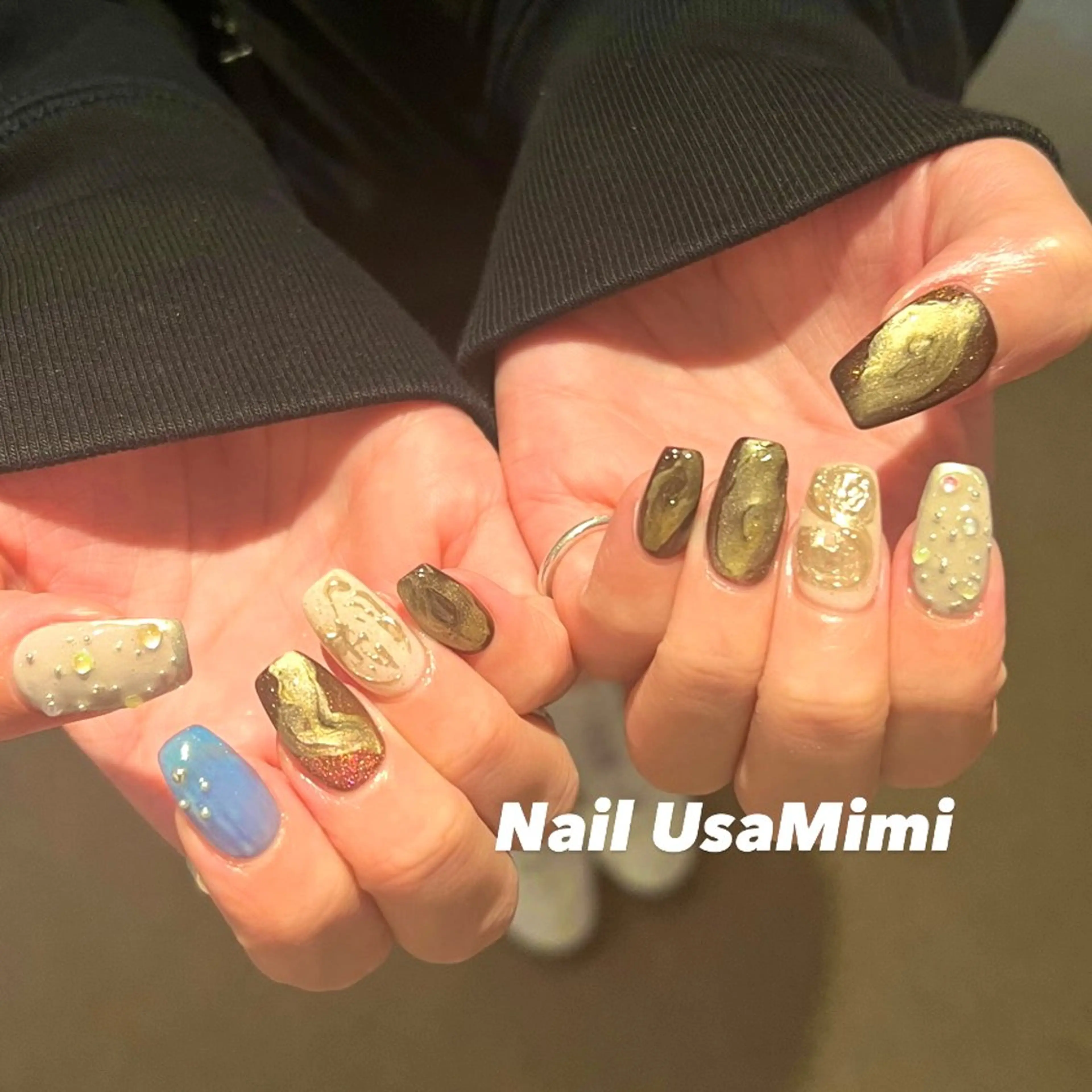 ネイル フットネイル ジェルネイル マグネットネイル 持ち込み ニュアンスネイル 本町ネイルNail UsaMimiのネイルデザイン