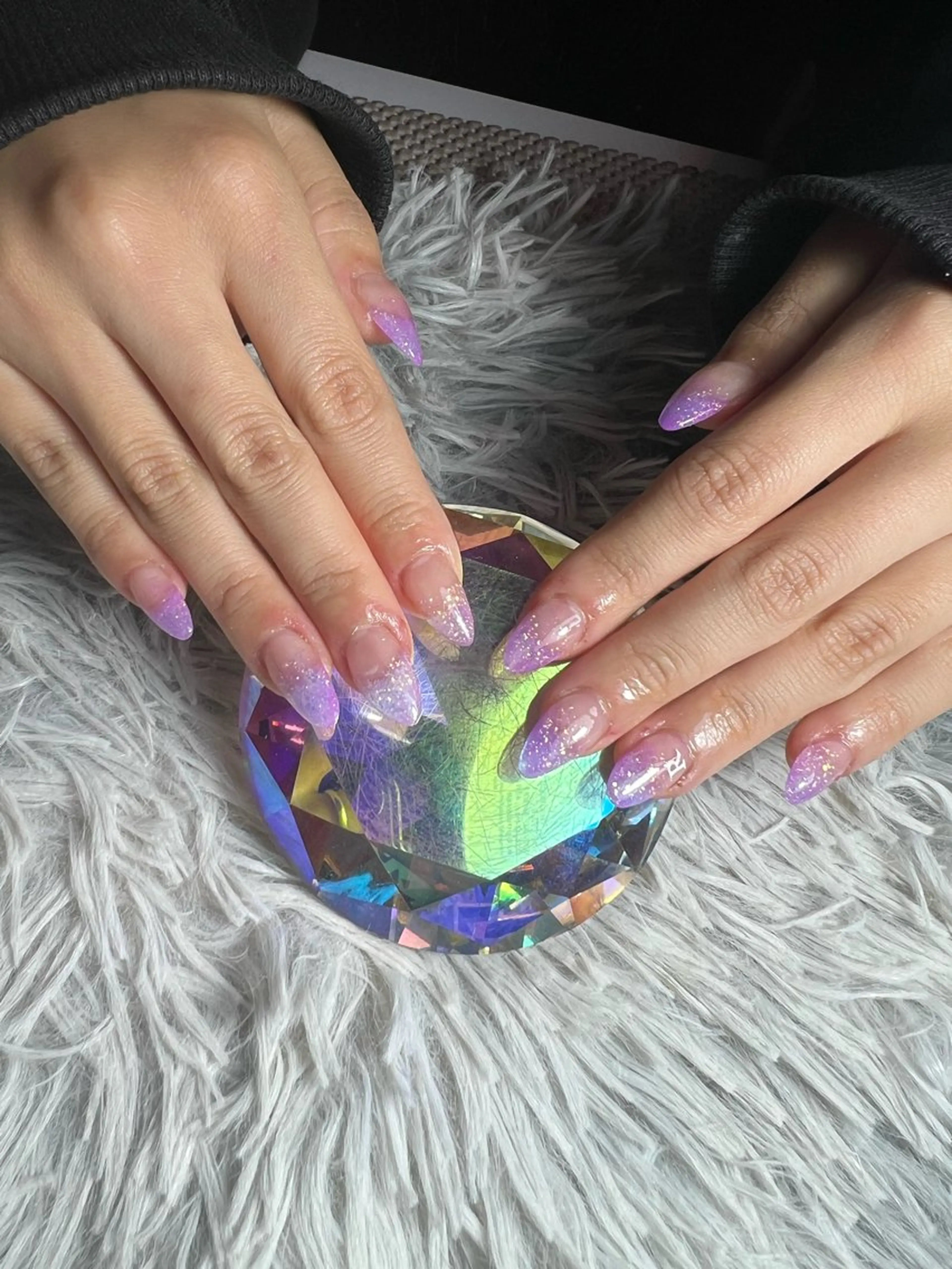 ネイル ラメ(グリッター) ラメグラデーション スカルプネイル ショートネイル ハンドネイル シェヌネイル JURAのネイルデザイン
