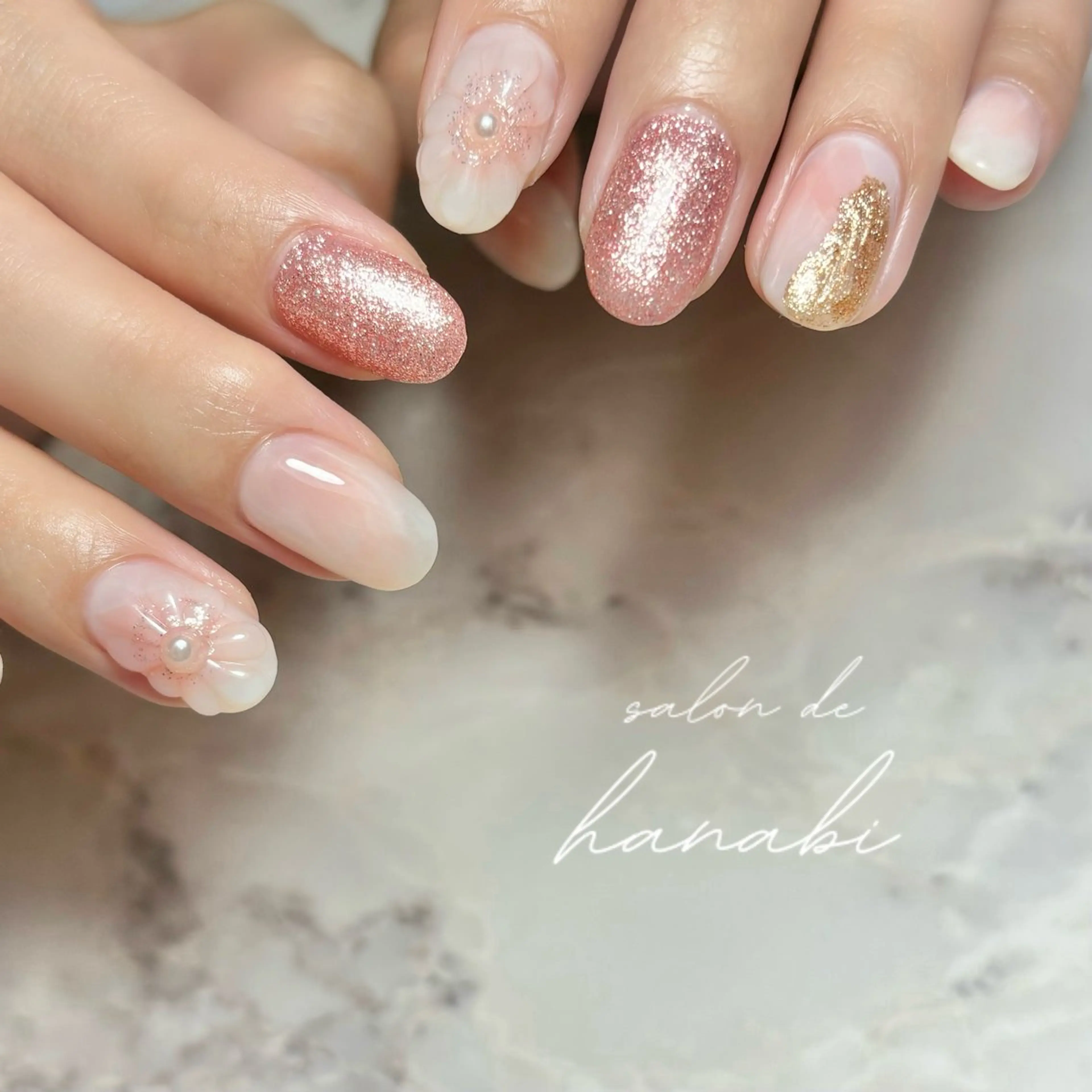 ネイル フラワーネイル ニュアンスネイル salon de hanabi八王子のネイルデザイン