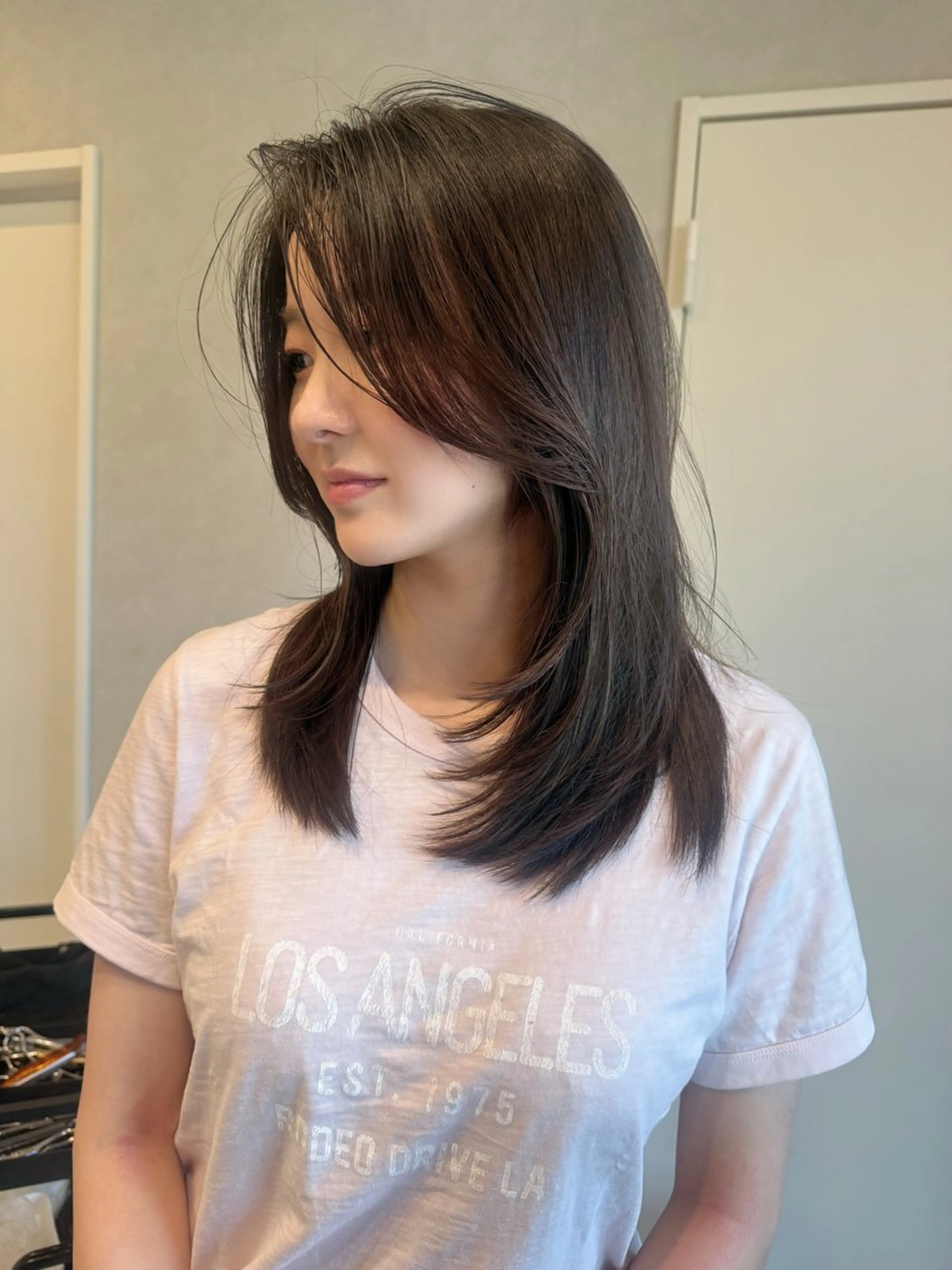 ミディアム カラー レイヤーカット カット ヘアカラー トリートメント 透明感カラー/ボブ misaki °＊のヘアスタイル