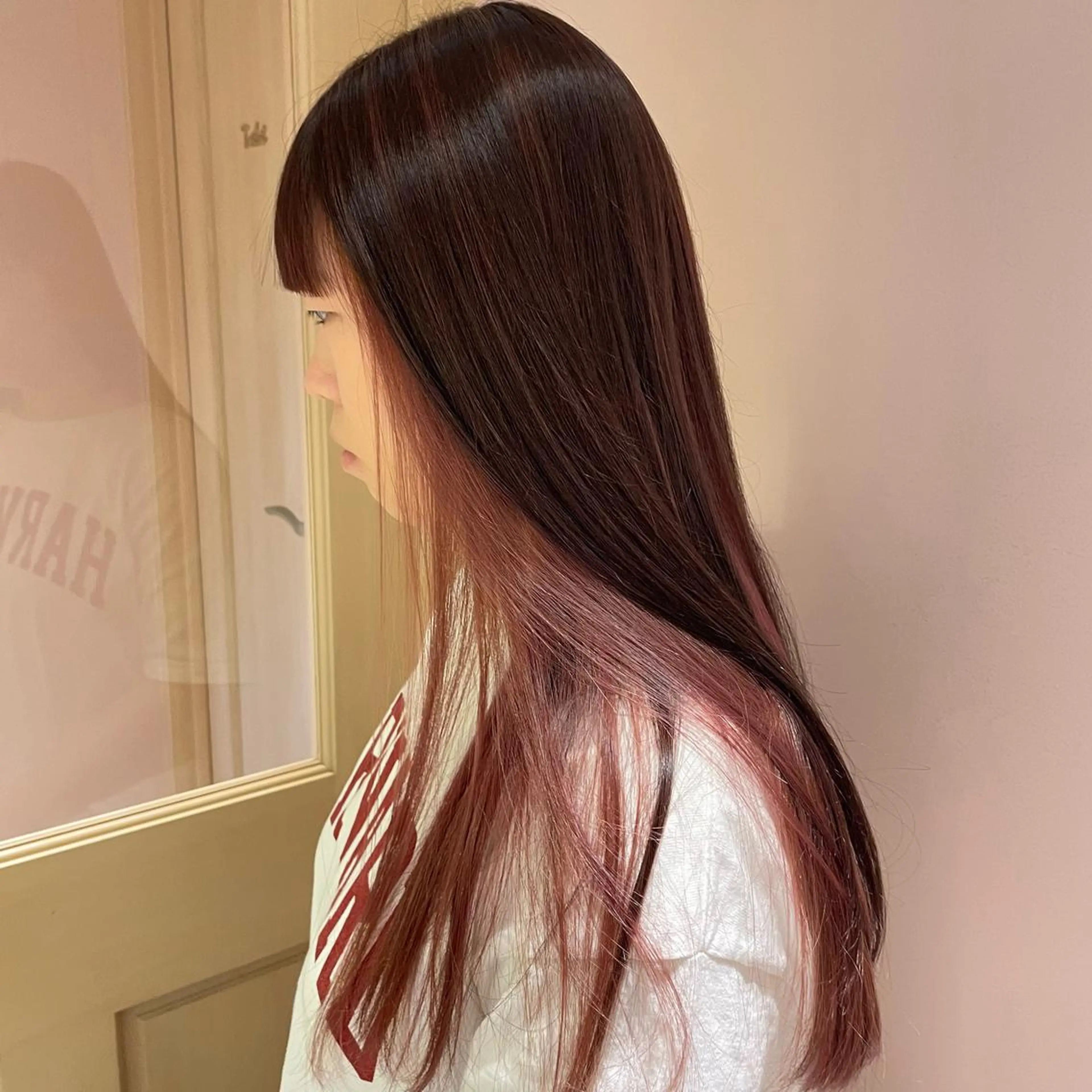 ロング ピンクラベンダー ヘアカラー トリートメント ヘッドスパ マホ/日吉/髪質改善 /レイヤー/ガーリーのヘアスタイル