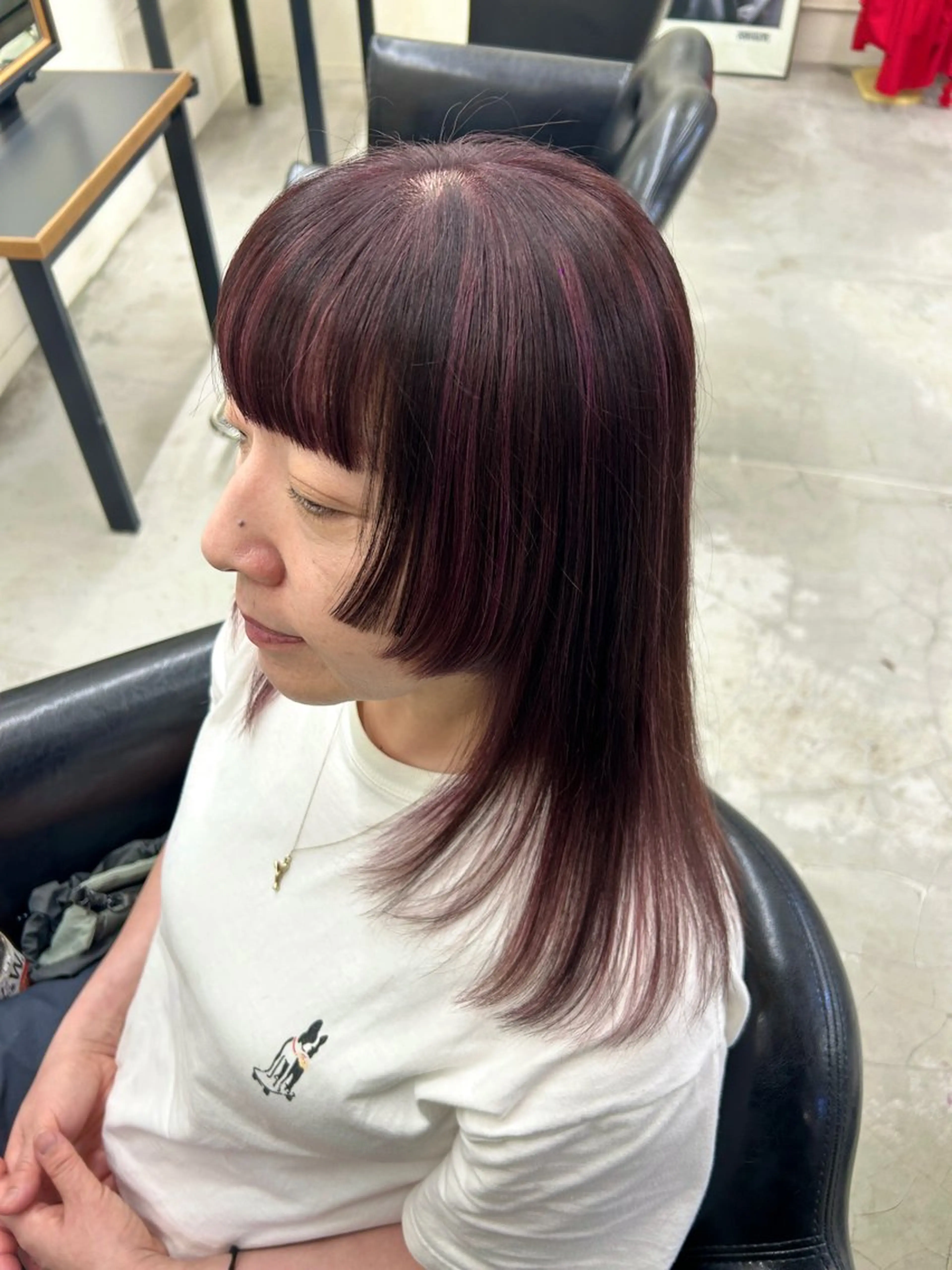 セミロング カラー ヘアカラー 7Bridge 滝内ひよりのヘアスタイル