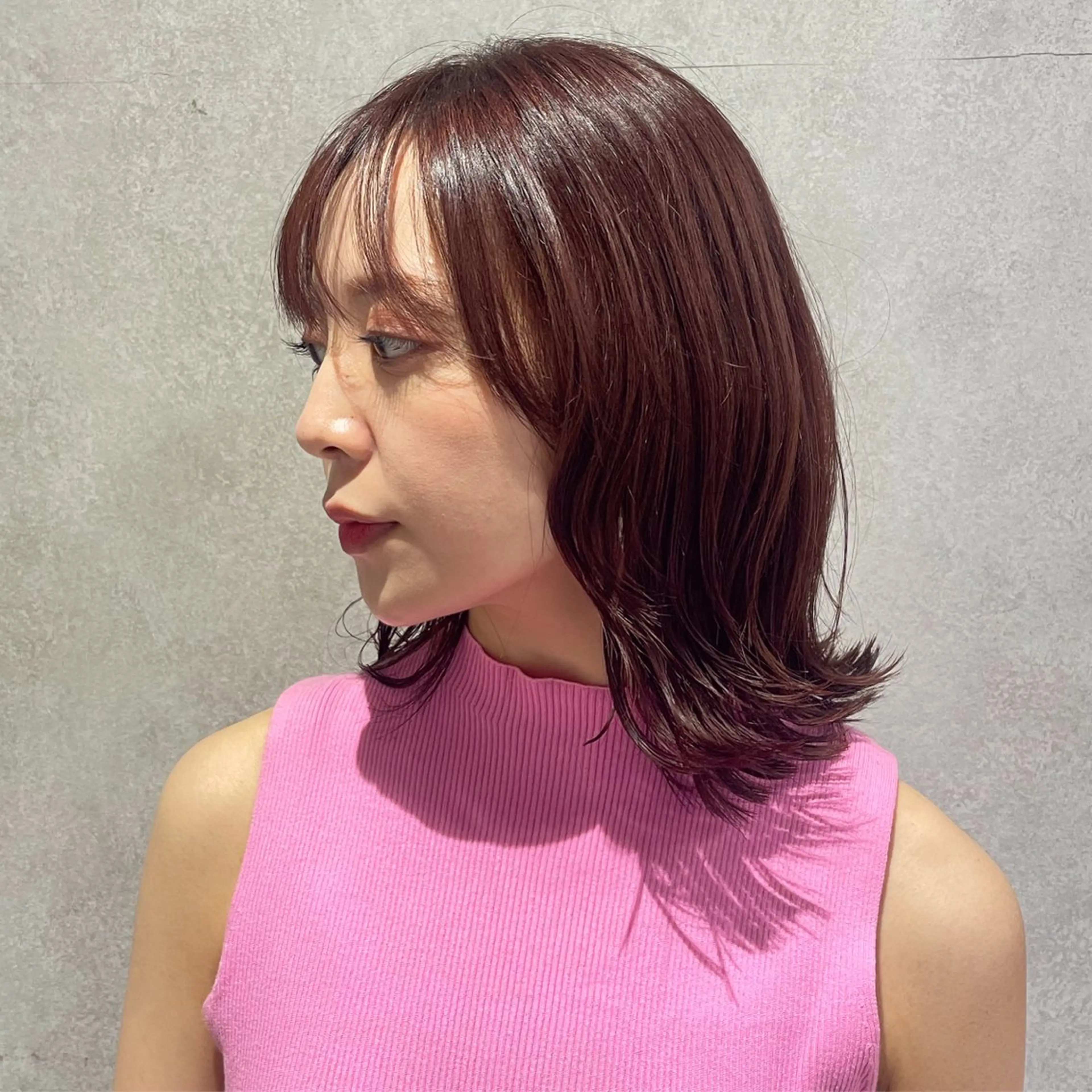 ミディアム カラー カット ヘアカラー トリートメント yumemiレイヤー ‎✴︎ 透明感カラーのヘアスタイル