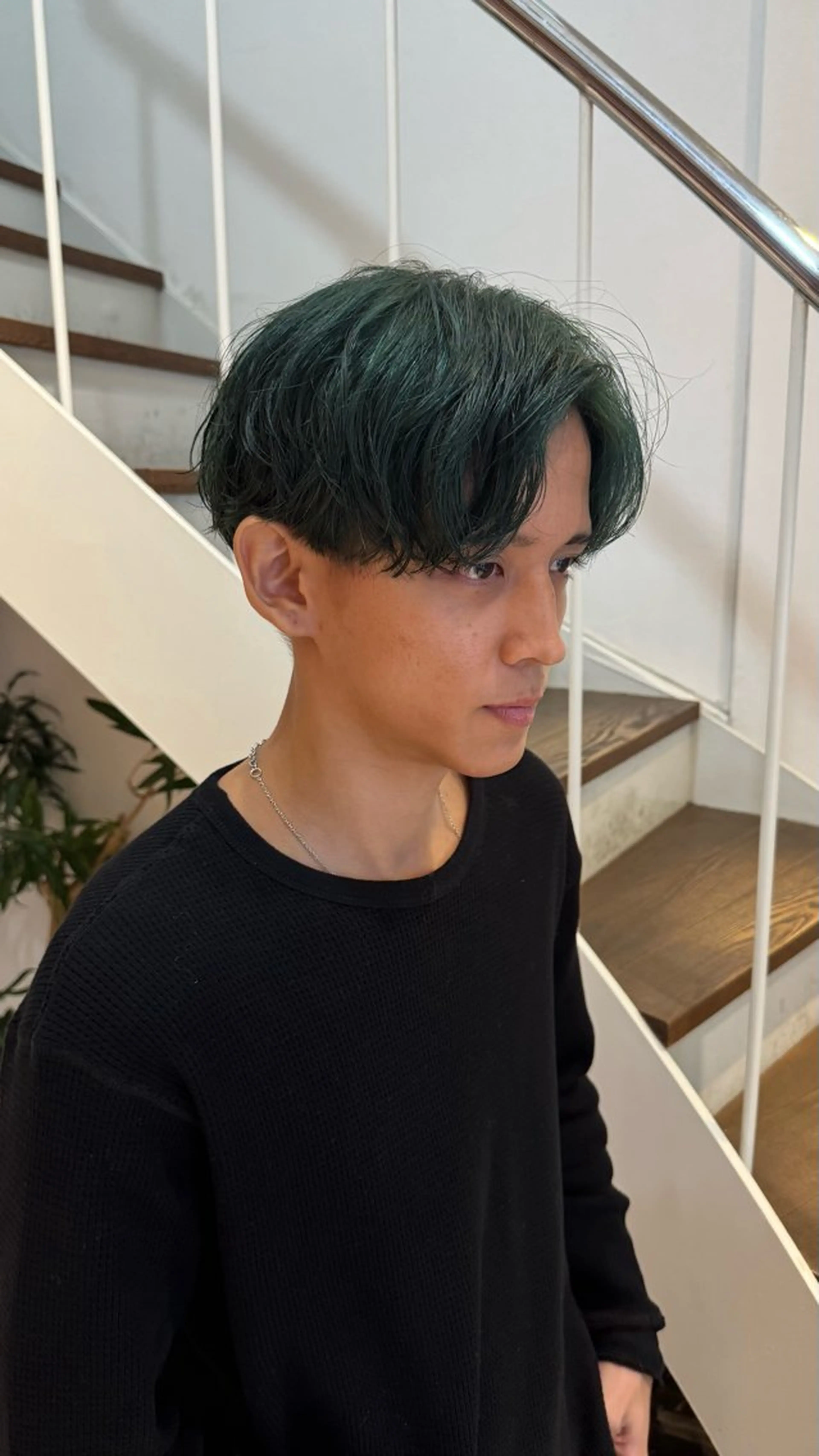 ショート カラー メンズ ダークグリーン カット ヘアカラー MIES ミナリのヘアスタイル