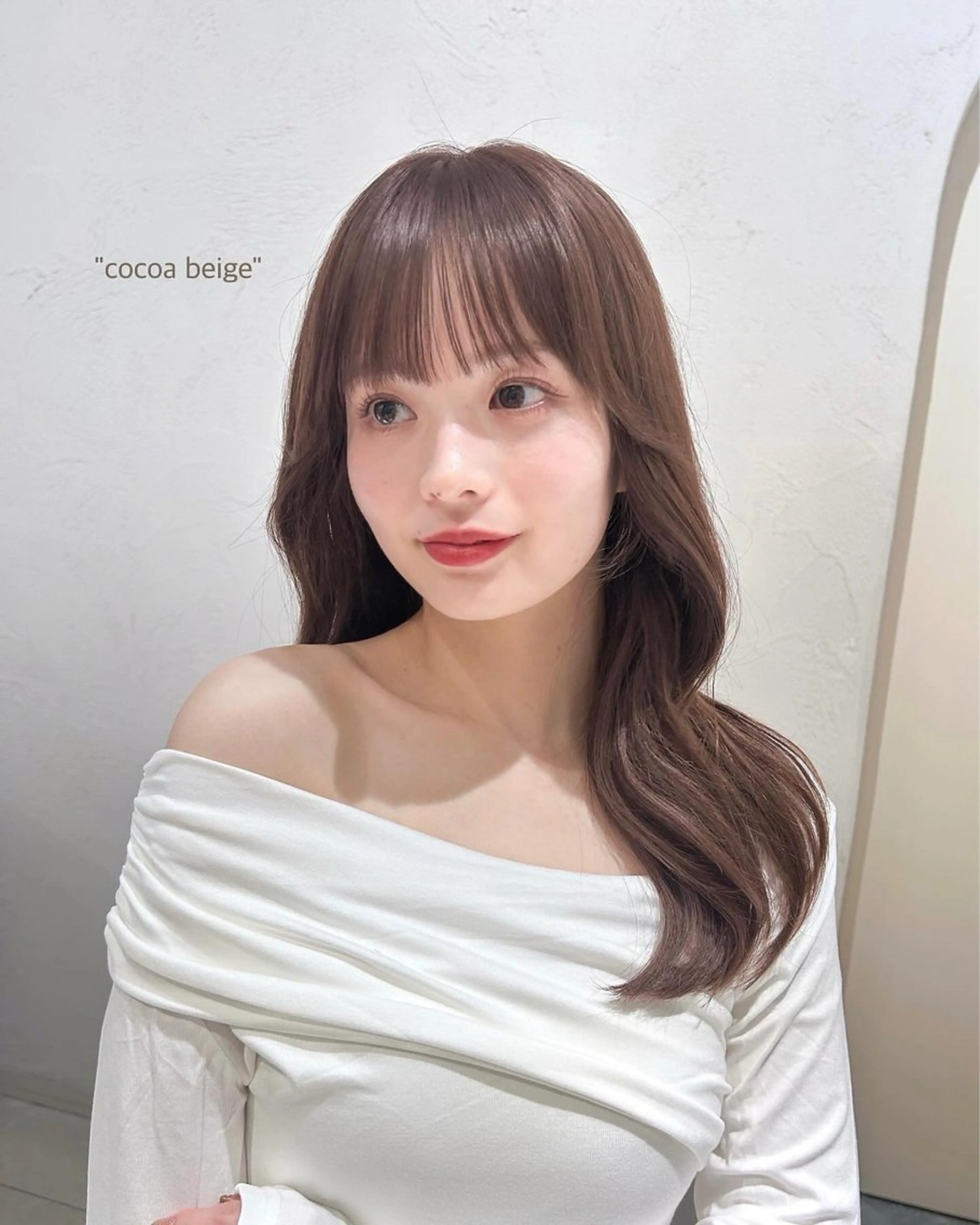 セミロング カラー ベージュカラー 透明感カラー ココアベージュ ミディアムヘア Chifumiのヘアスタイル