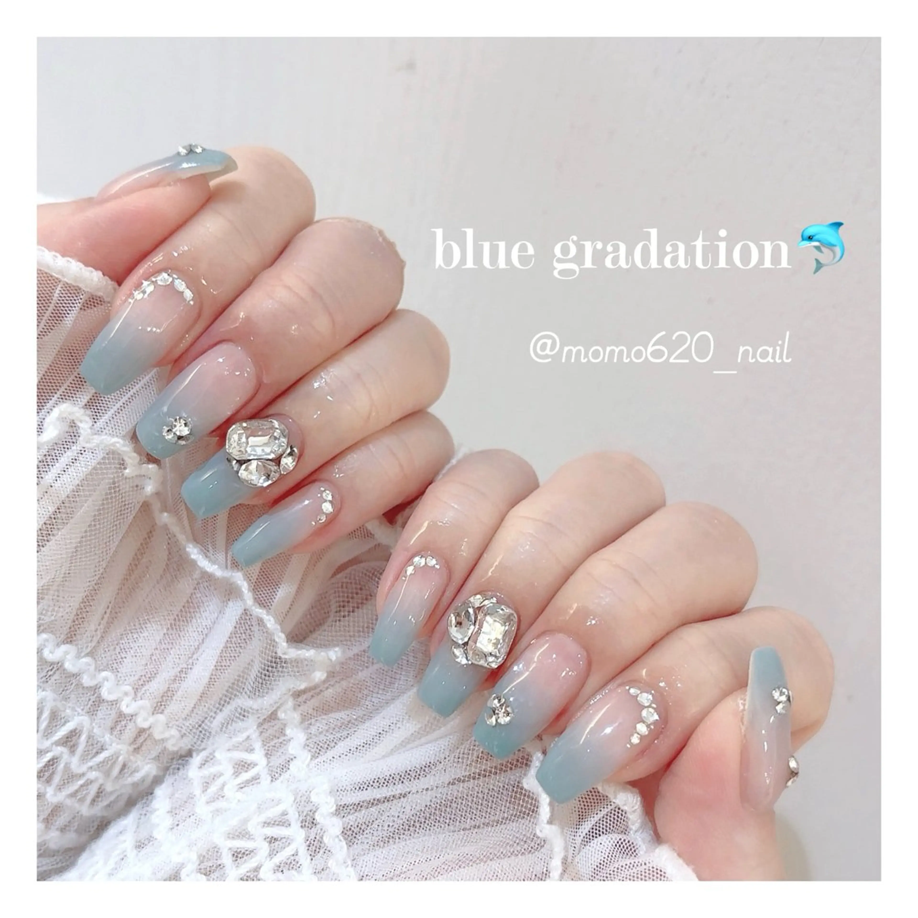 ネイル ブルー ハンドネイル nailsalon moca 堀江店所属・moca堀江店 momokaのネイルデザイン