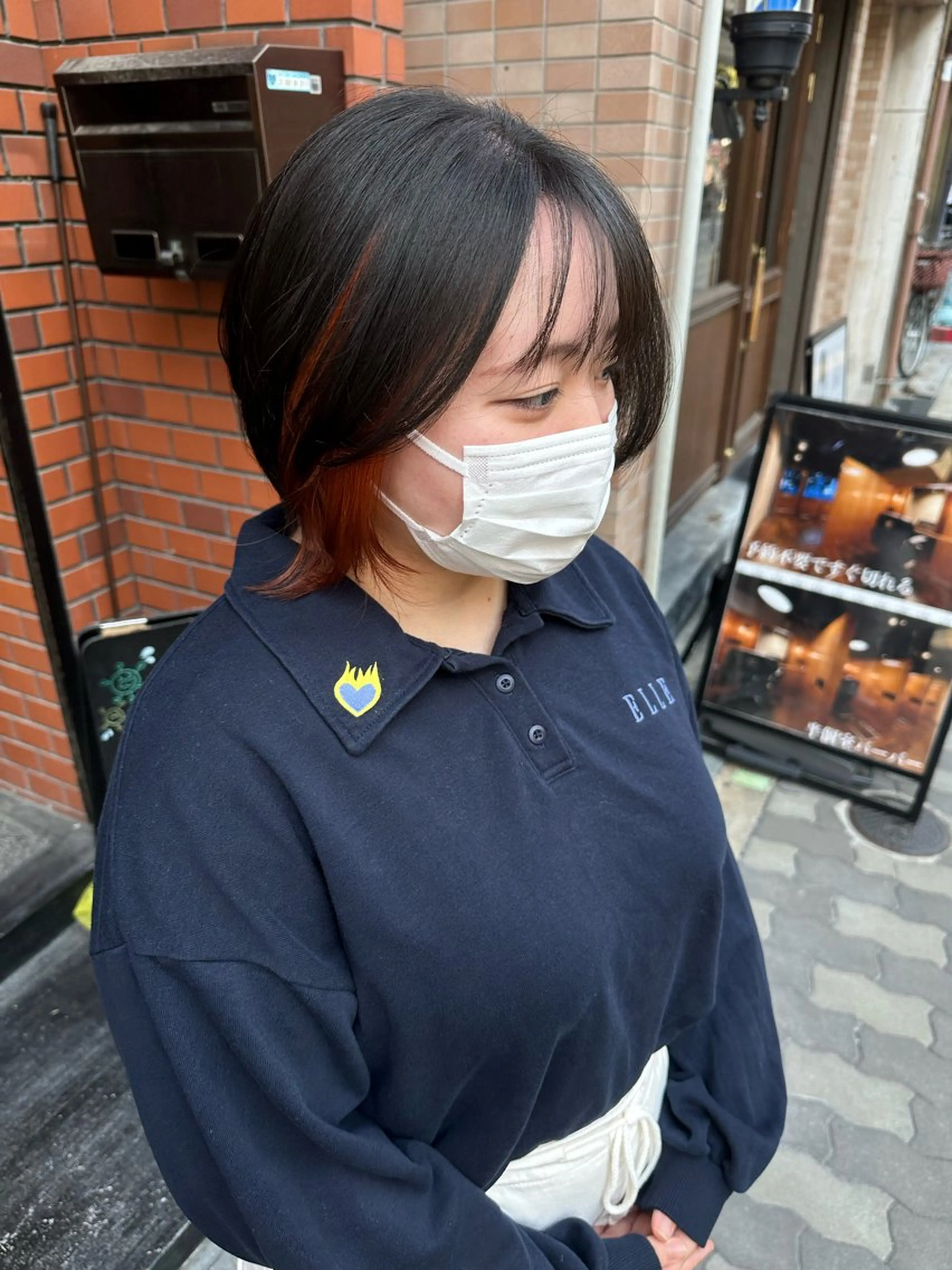 ショート カラー オレンジ 上田 紗也のヘアスタイル