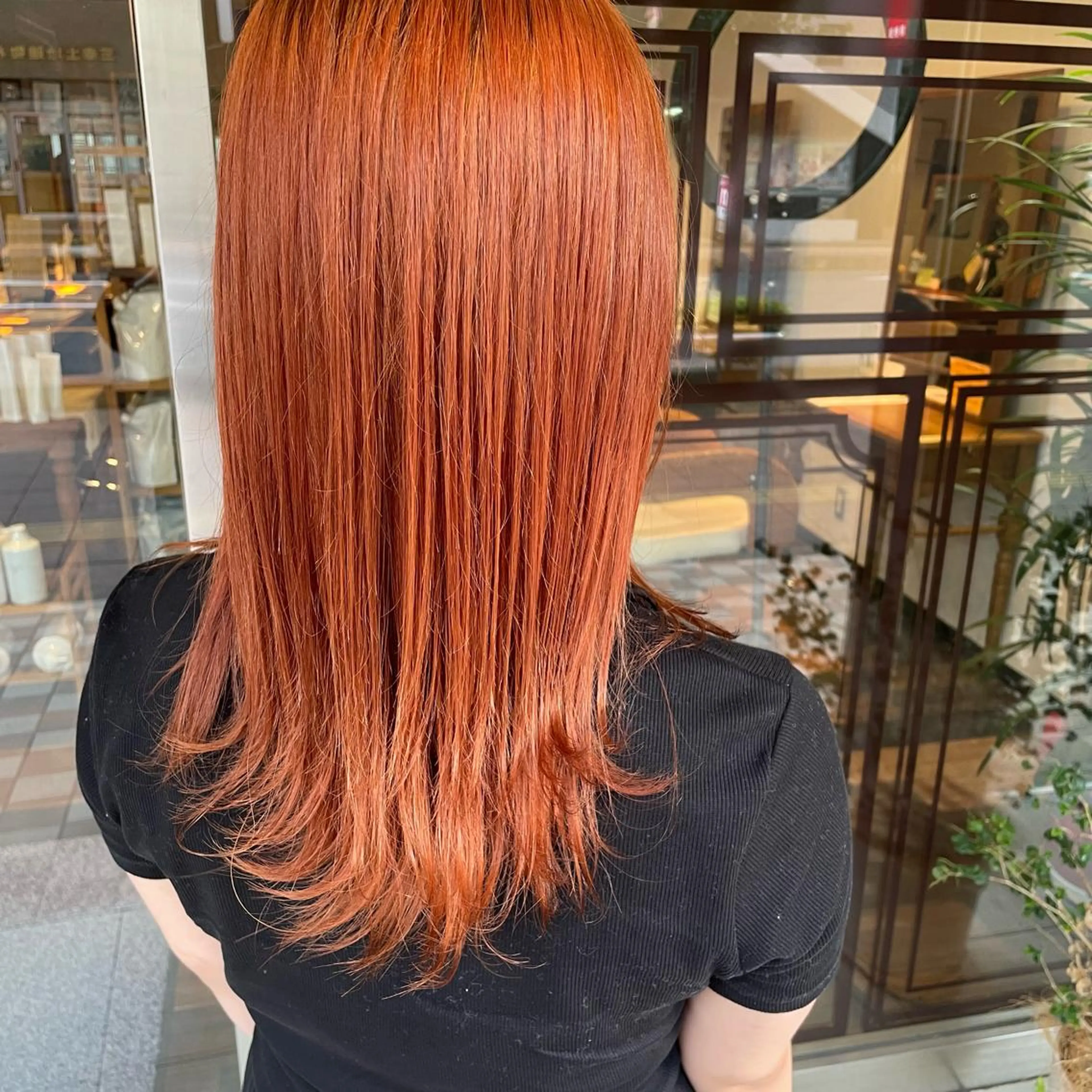 ミディアム カラー オレンジ ふるはし みなのヘアスタイル