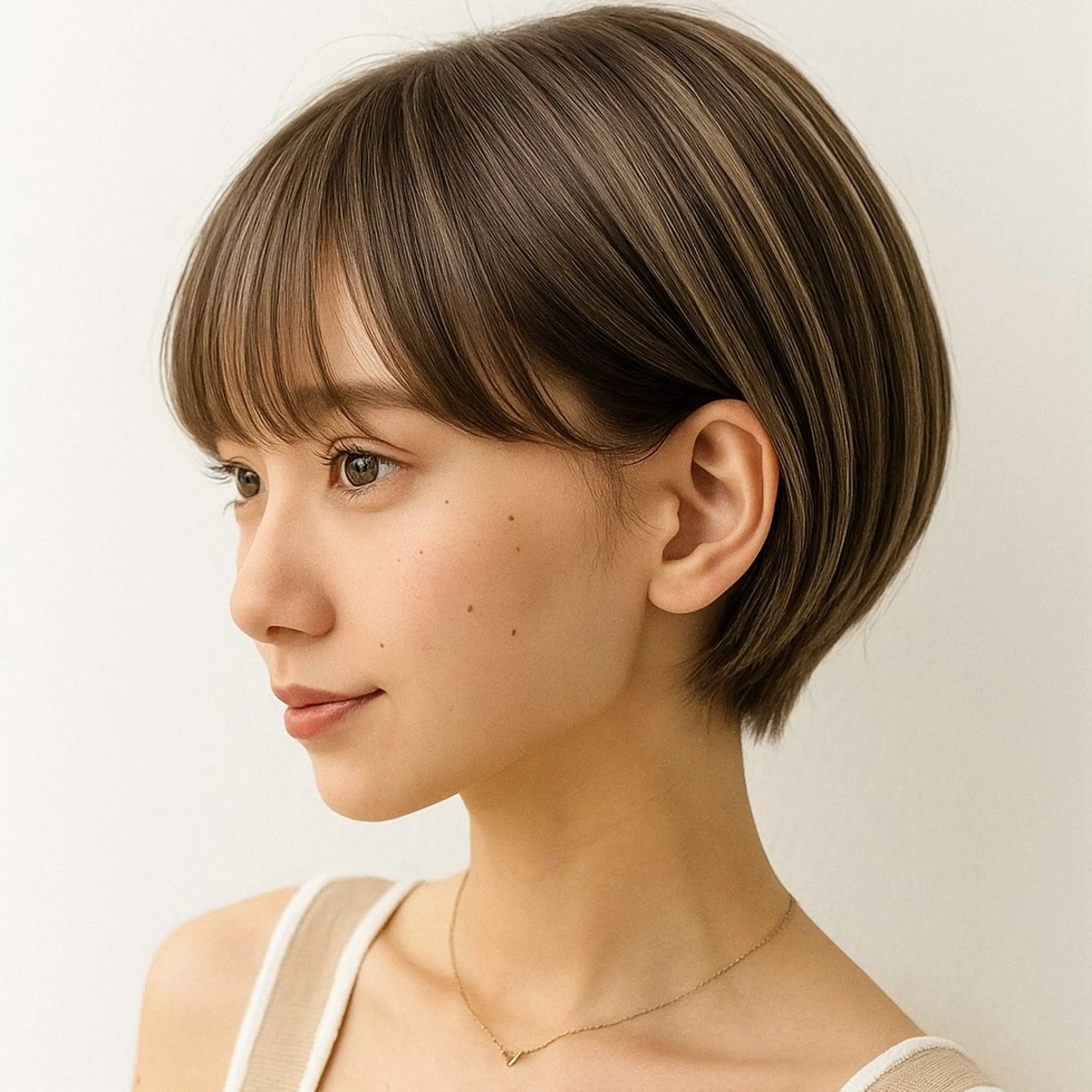 ショート カラー 切りっぱなしボブ 前下がりボブ ショートボブ 丸みショート 透明感カラー カット ヘアカラー トリートメント Gain池下 KAKKYのヘアスタイル