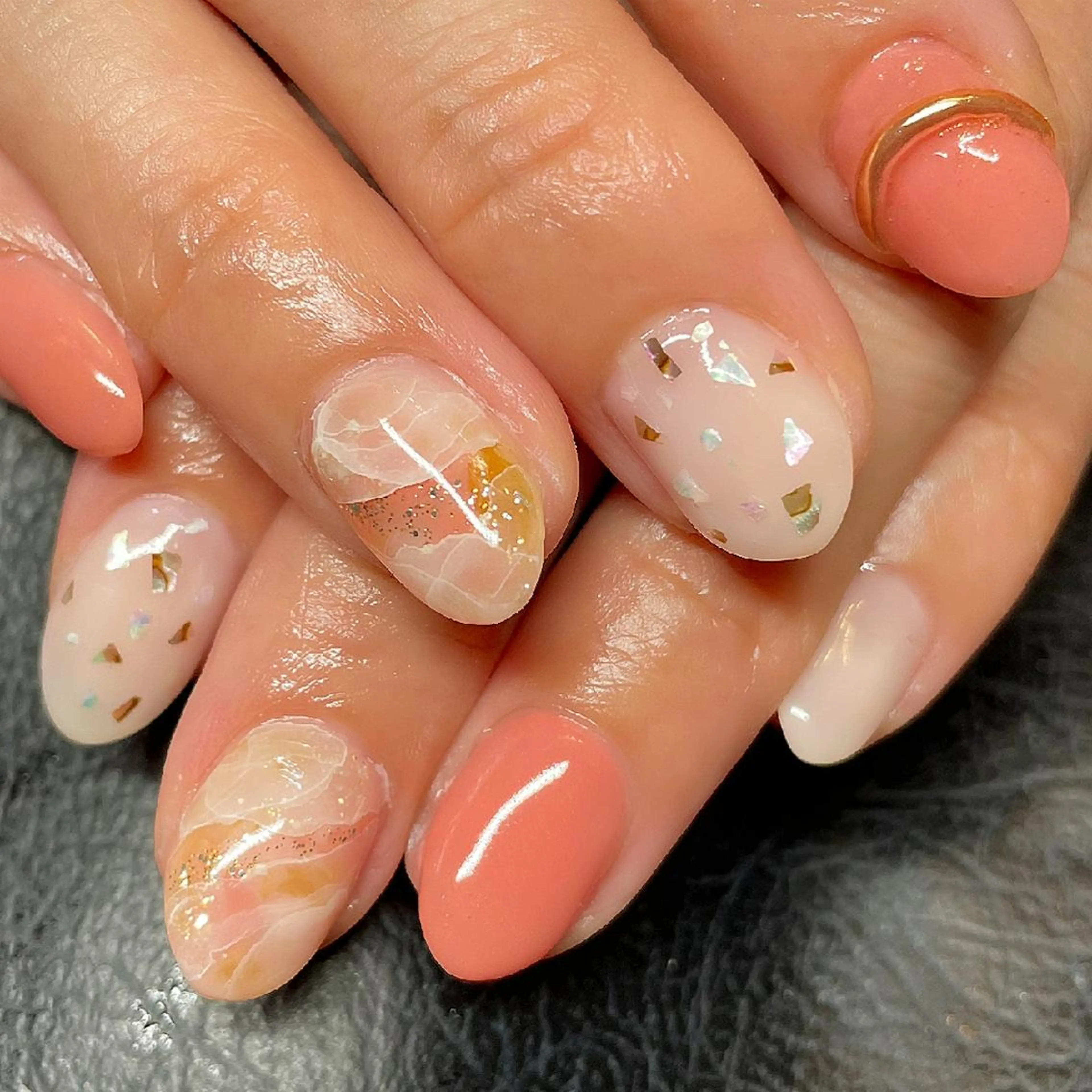 ネイル アートネイル オレンジ ハンドネイル フットネイル AQUA NAIL所属・AQUA NAILのネイルデザイン