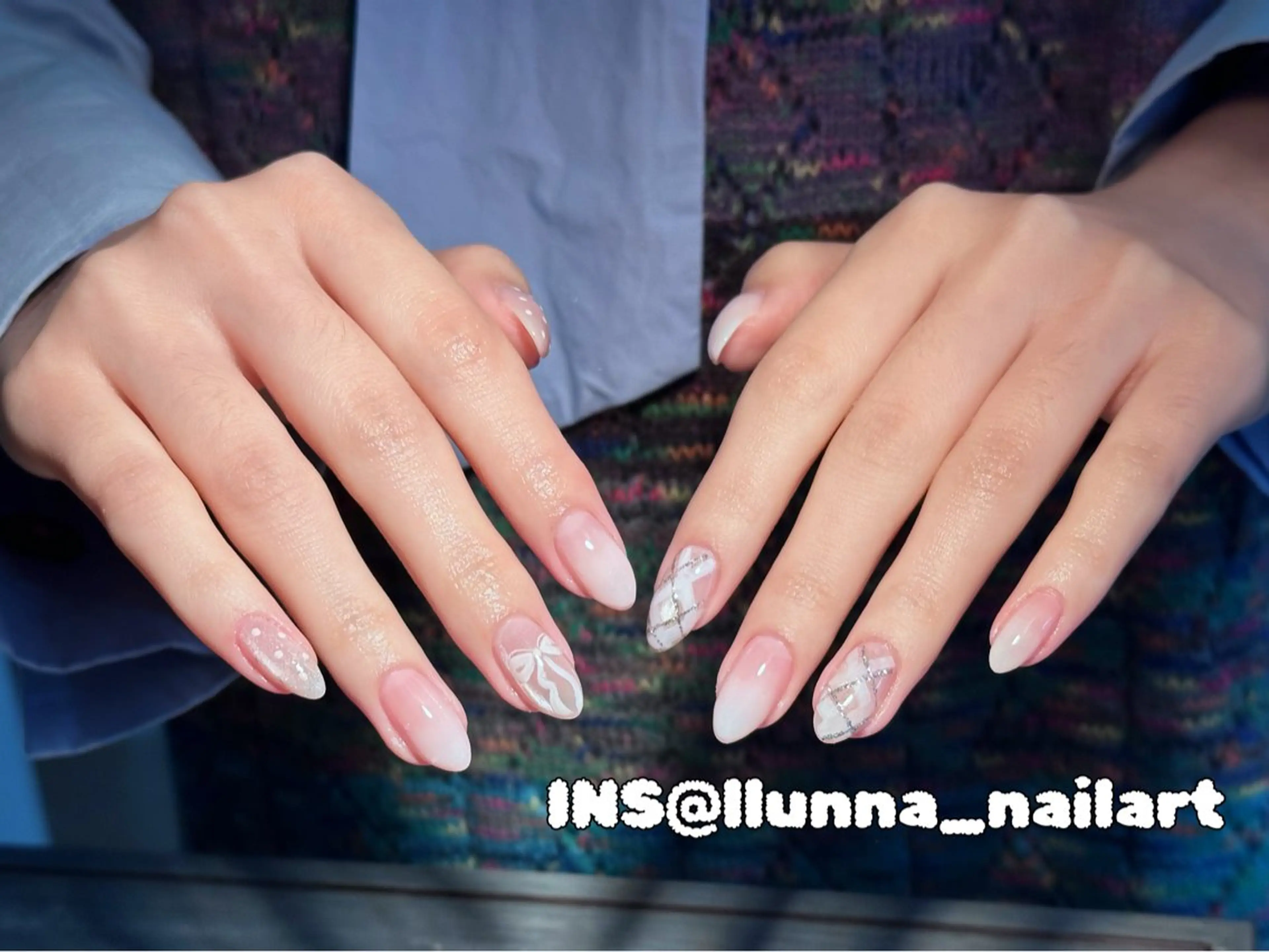 ネイル リボン ハンドネイル Keiko  Nail Salon所属・Cleopatra ♡ルナのネイルデザイン