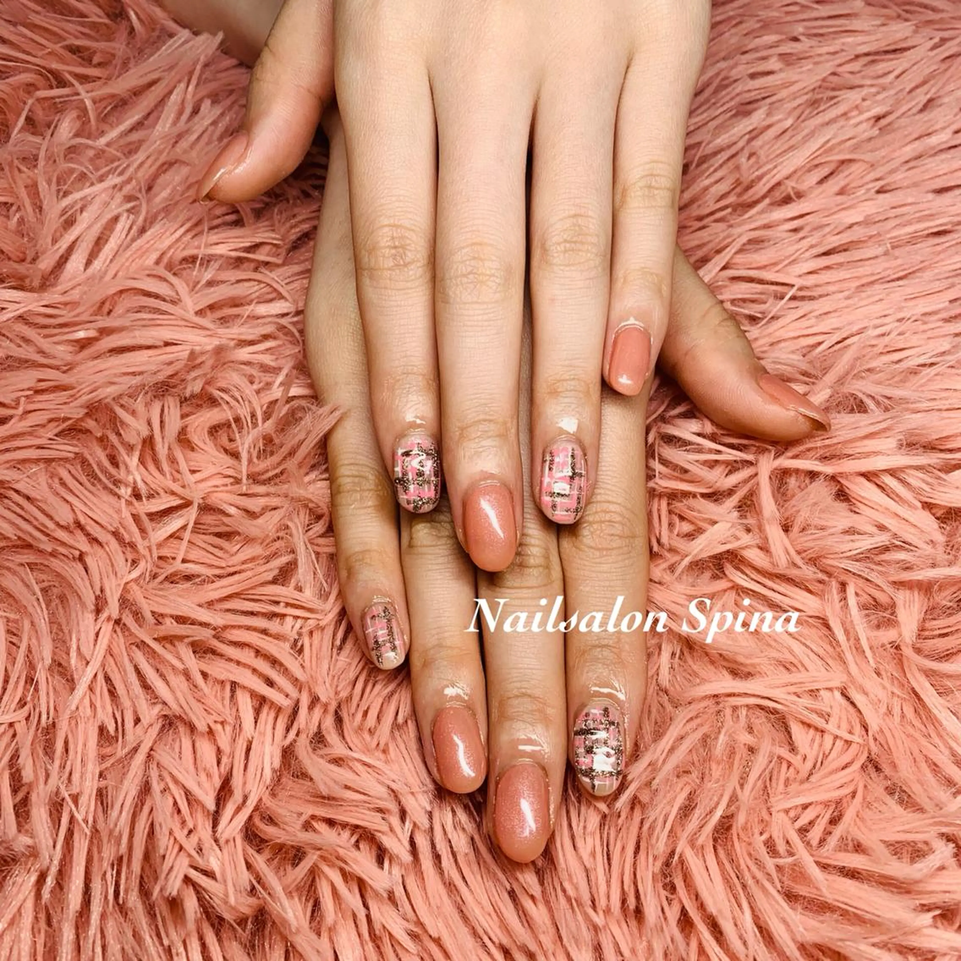 ネイル アートネイル ジェルネイル 韓国ネイル オフィスネイル ピンク Nailsalon Spina 琴美のネイルデザイン