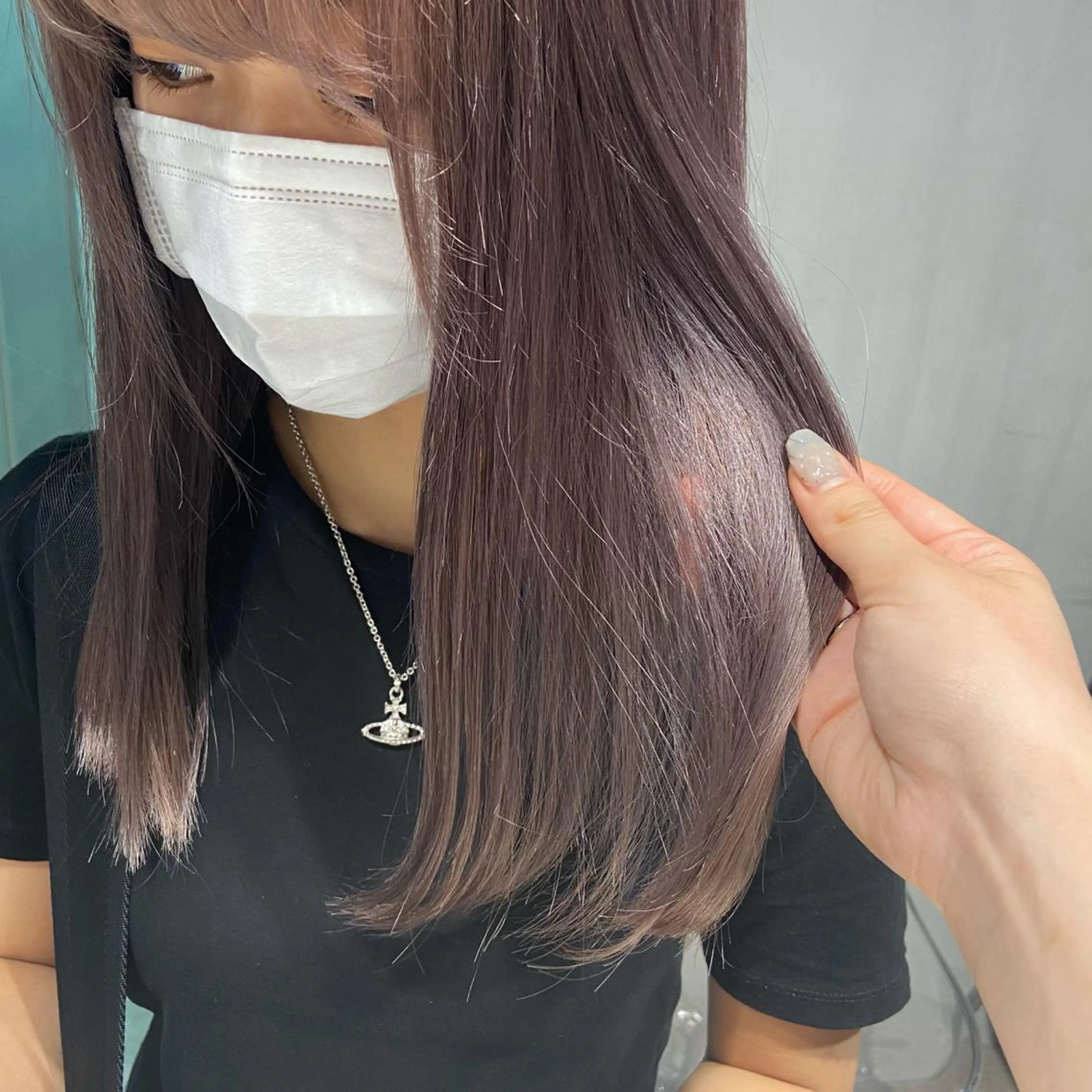 ロング アッシュ ピンクブラウン パープルカラー 髪質改善 トリートメント カット ヘアカラー MEI🎀垢抜けカラ ー🎀韓国styleのヘアスタイル