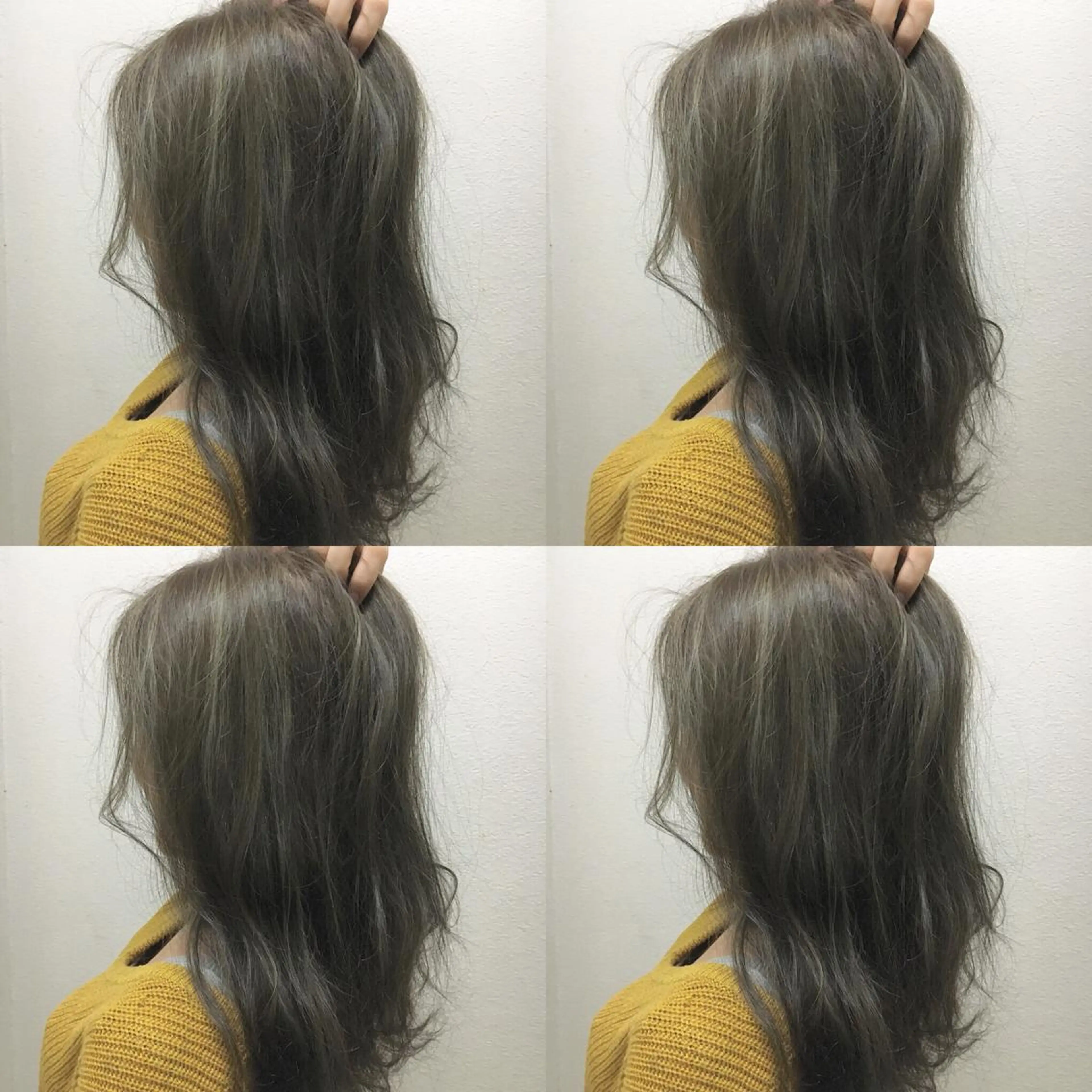 ミディアム カラー アッシュ ブリーチ 透明感カラー グレージュ ハイライトカラー JIL BLAN 京都のヘアスタイル