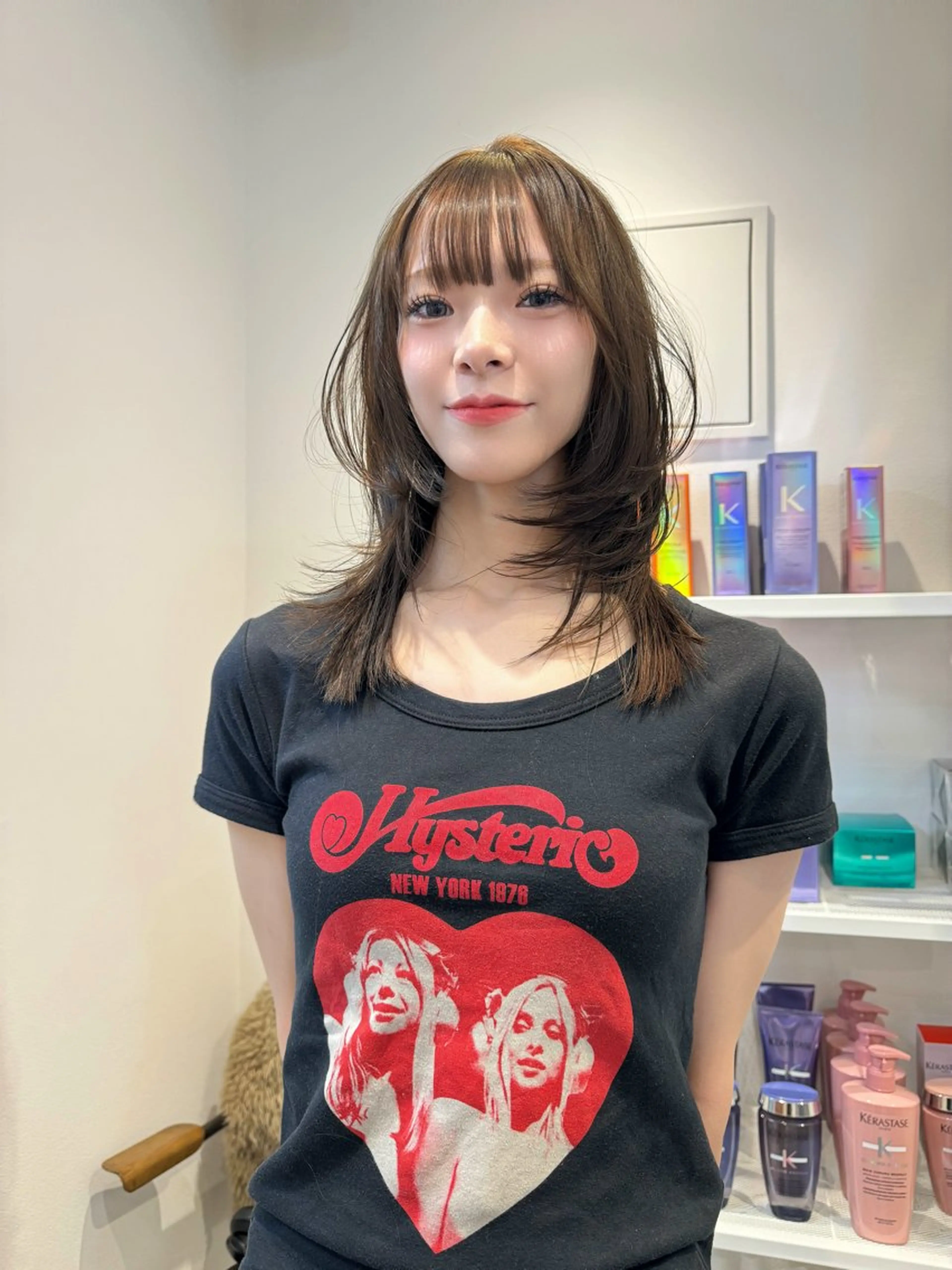 ミディアム 髪質改善 レイヤーカット トリートメント カット ヘアカラー トリートメント SOYON nanamiのヘアスタイル