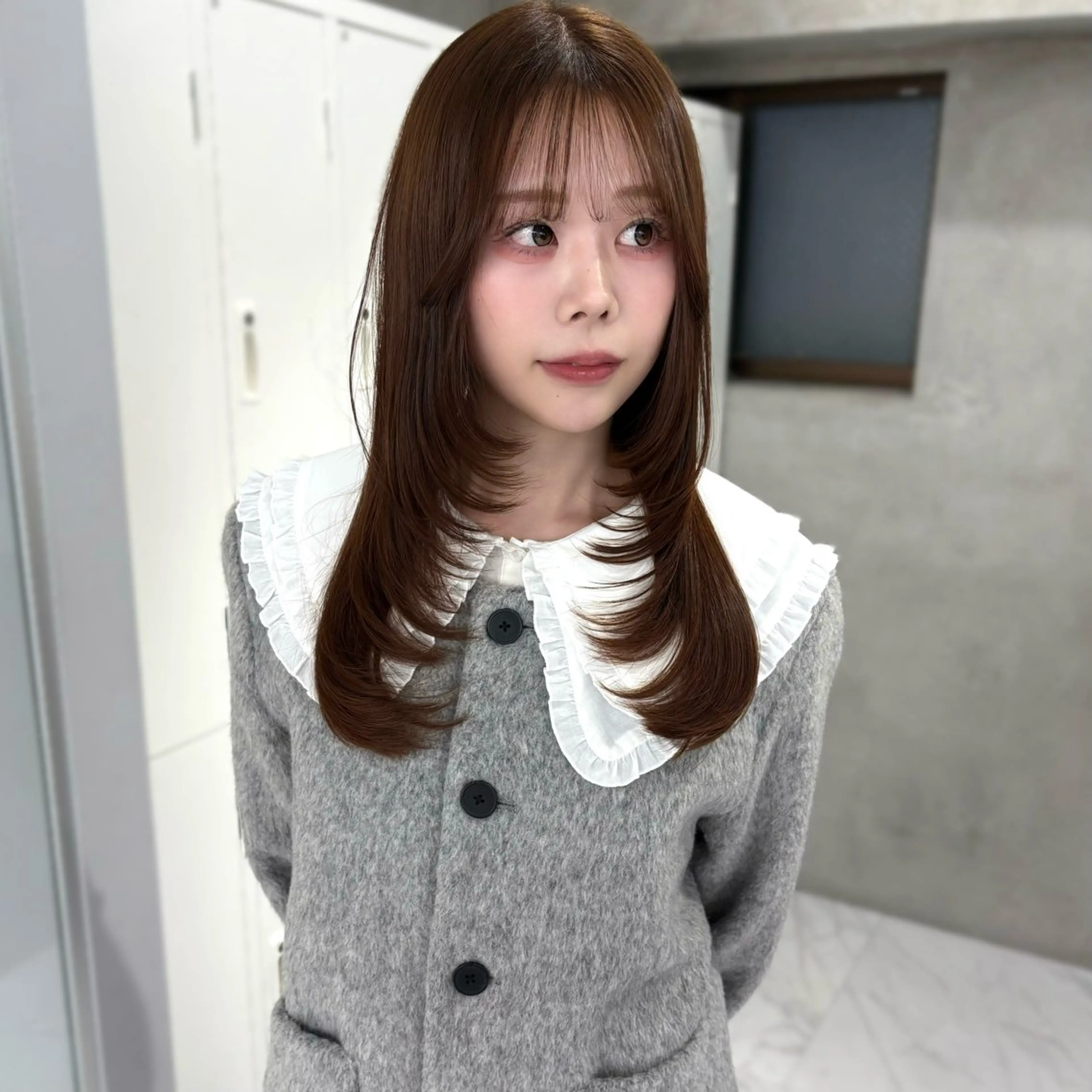 セミロング カラー ベージュカラー レイヤーカット カット ヘアカラー riko/レイヤー/ 艶カラー/ヘアセットのヘアスタイル