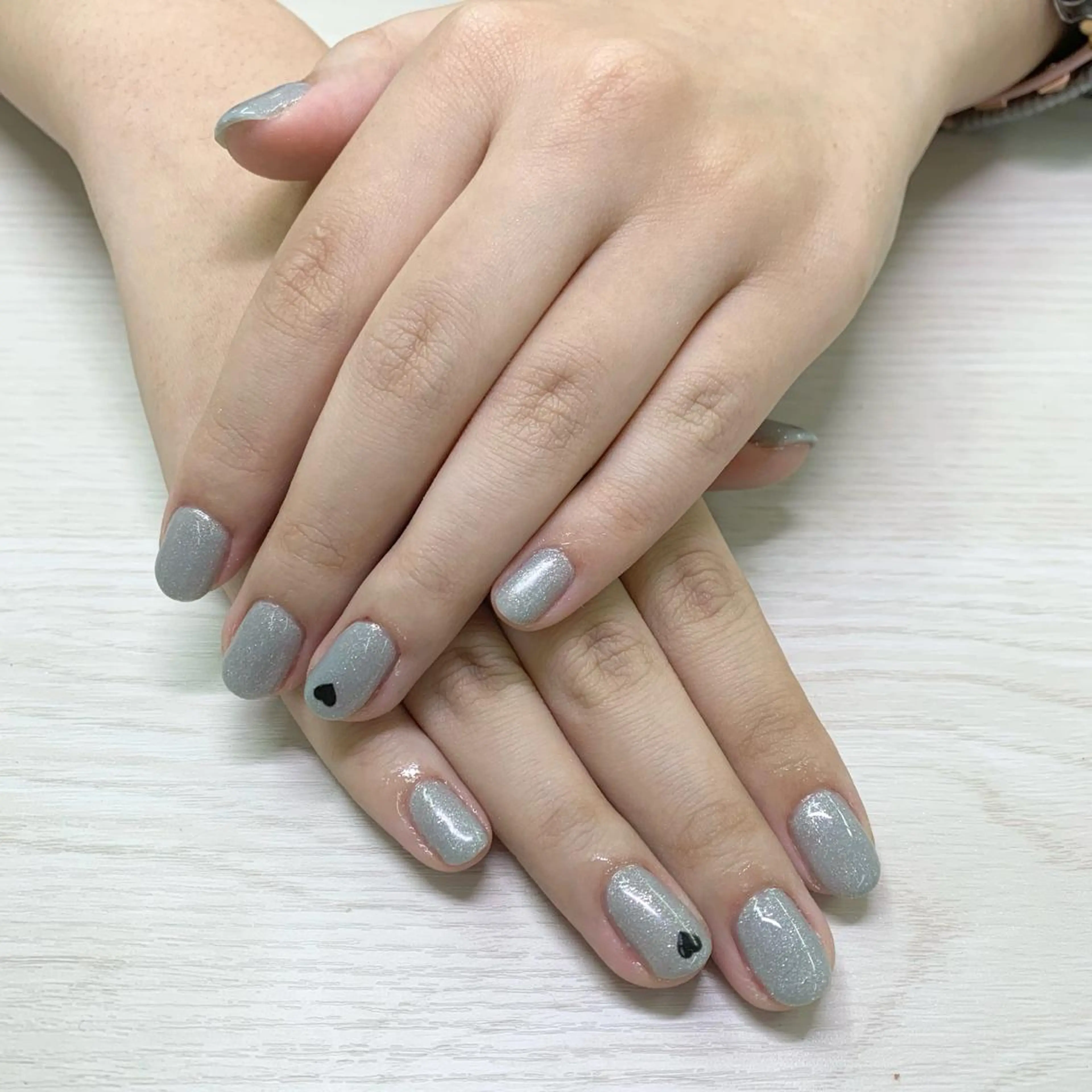 ネイル ブルー ハート ラメ(グリッター) ネイリストKanon シェルウェリナ 船橋のネイルデザイン