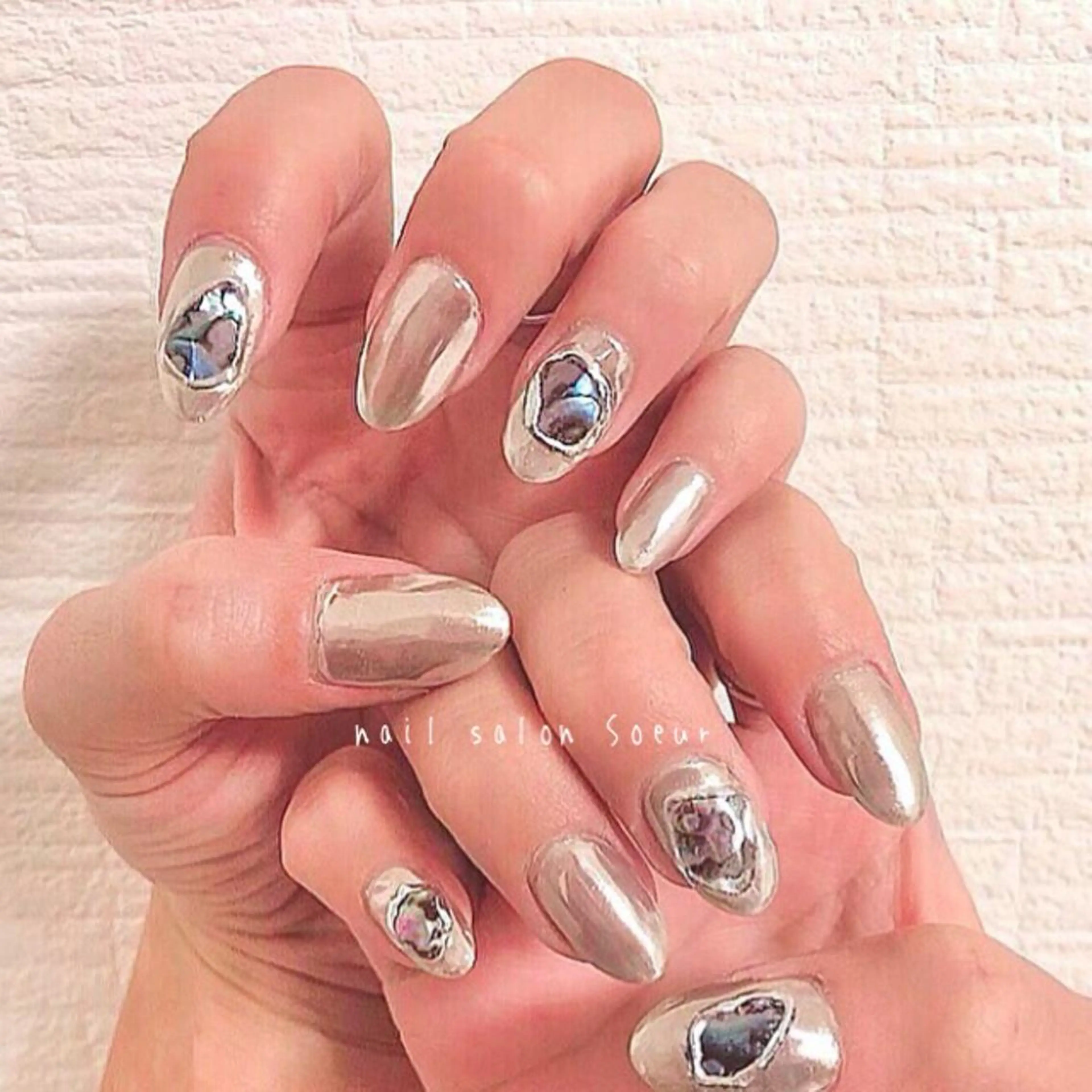 ネイル アートネイル 長さ出し ジェルネイル マットネイル ミラーネイル ハンドネイル nail salon Soeurのネイルデザイン