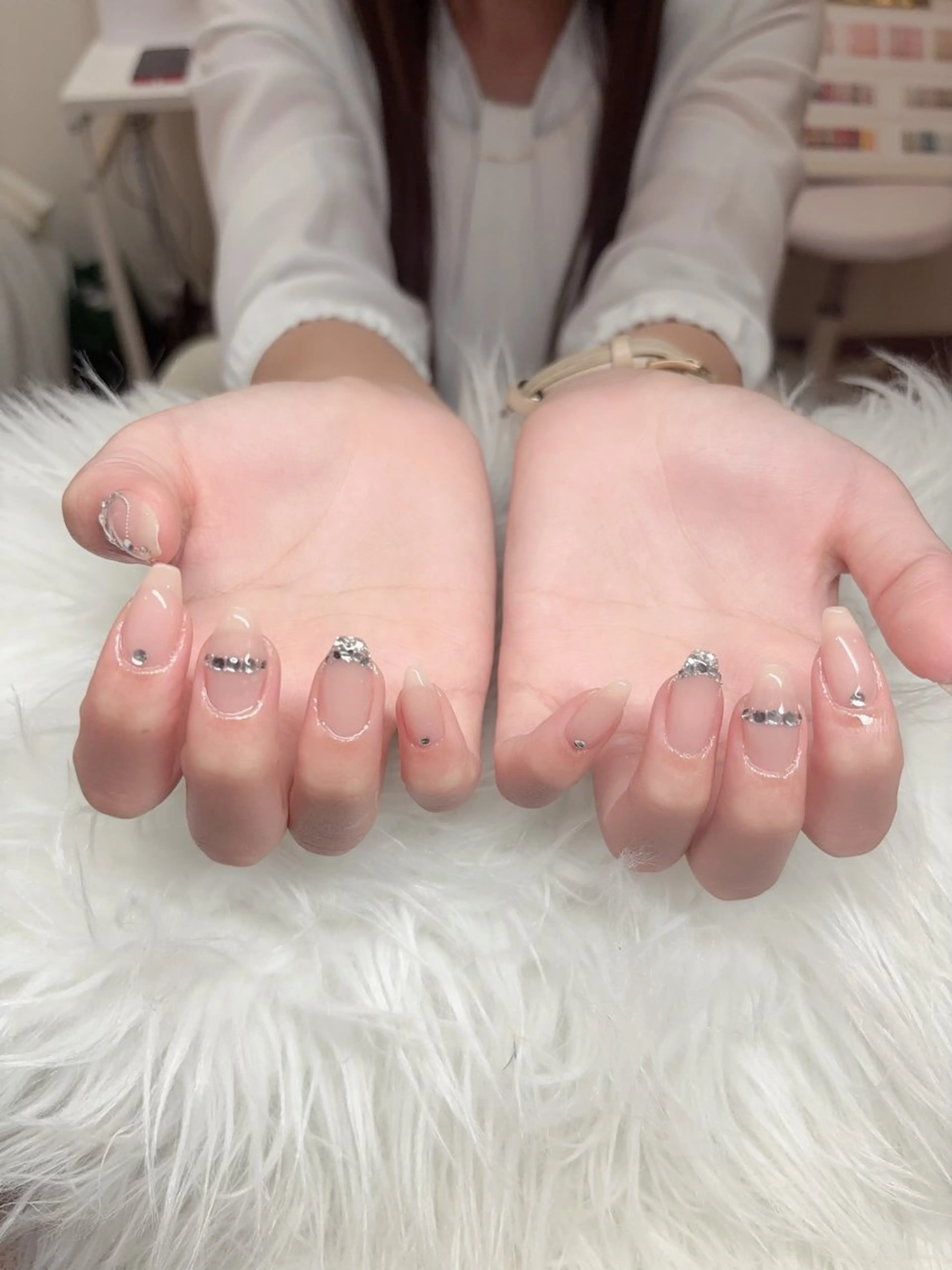 ネイル フレンチネイル グラデーション 韓国ネイル マグネットネイル ミラーネイル ハンドネイル yurinail所属・yuri nail 高田馬場のネイルデザイン