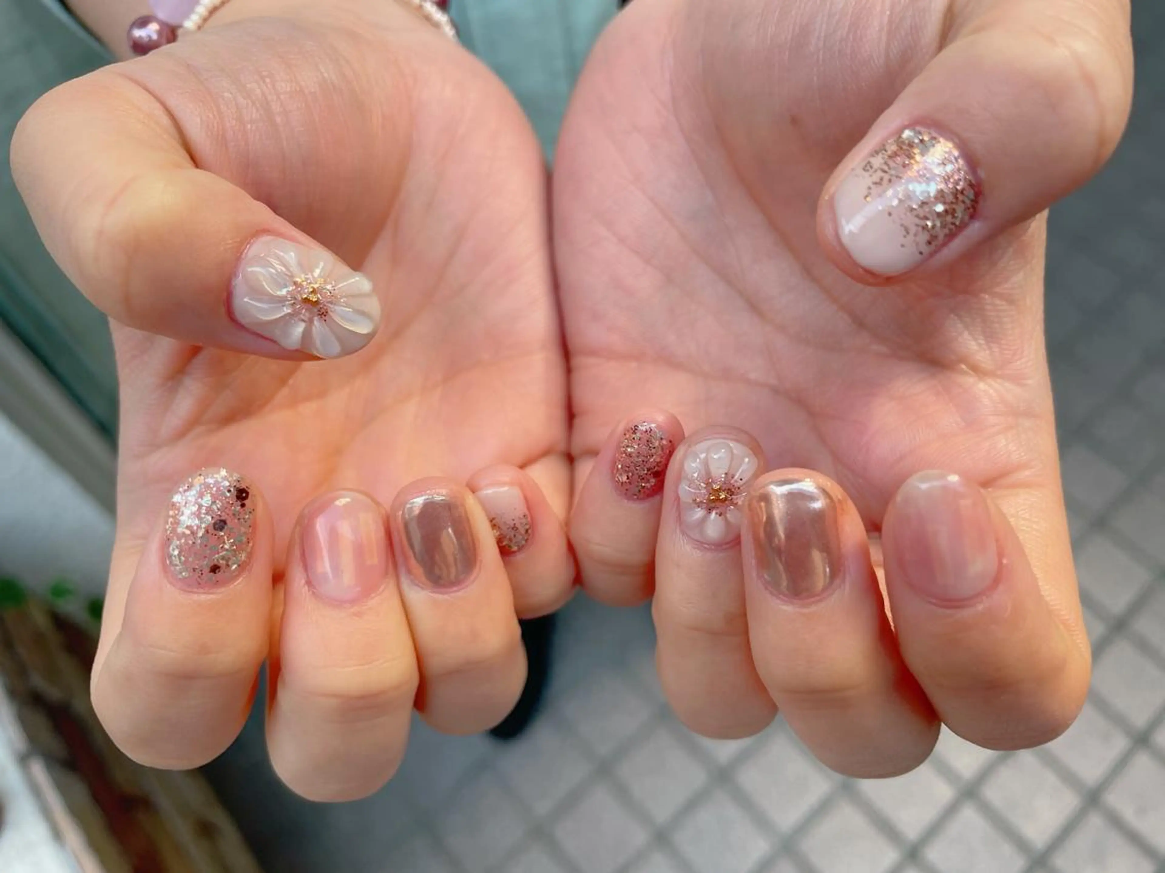 ネイル オーロラネイル 桜ネイル フラワーネイル フットネイル マグネットネイル nailroom  OHANA所属・nailroom OHANA🌴のネイルデザイン