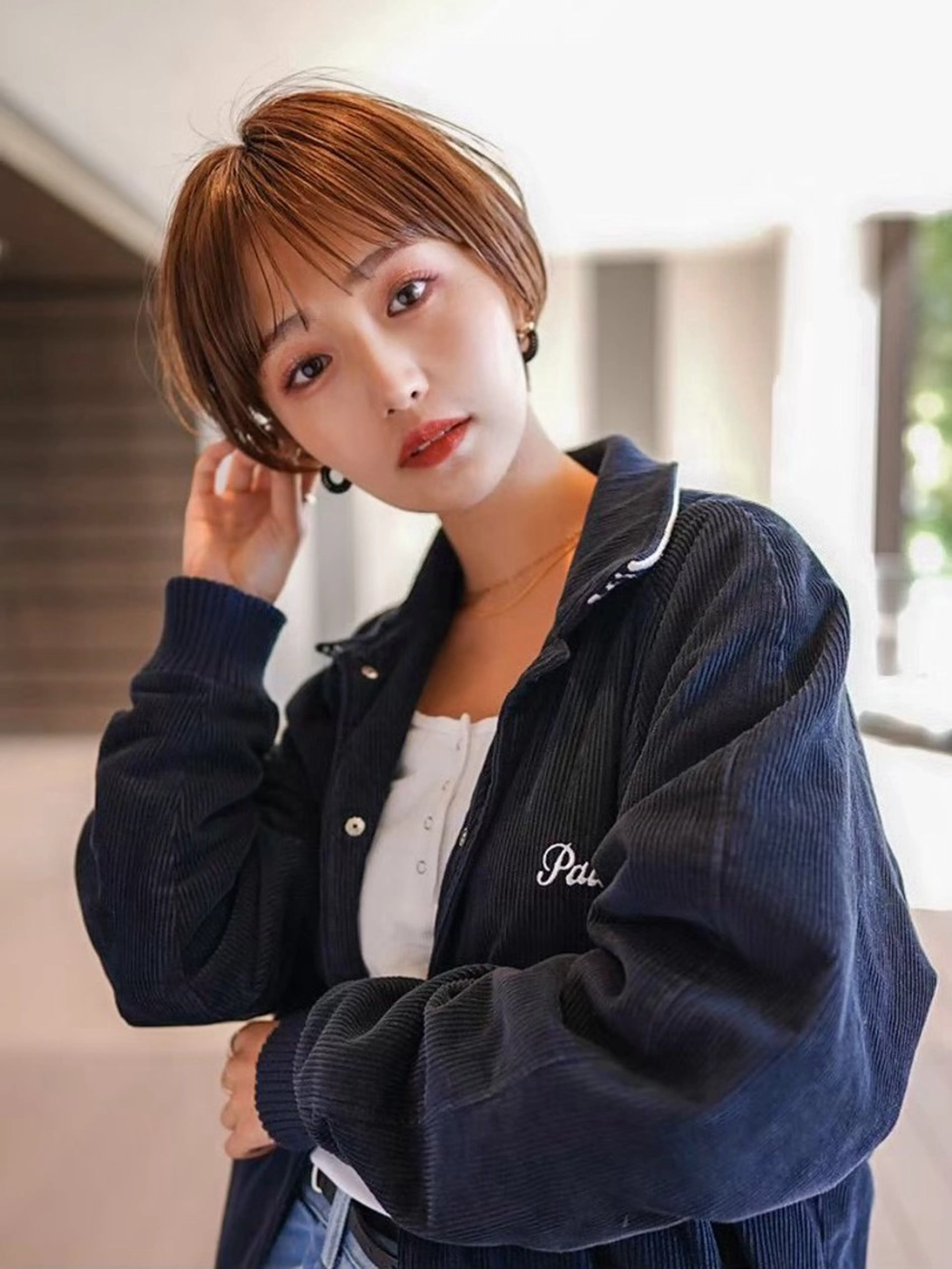 ショート ショートヘア 切りっぱなしボブ/ 小顔ボブNANAのヘアスタイル