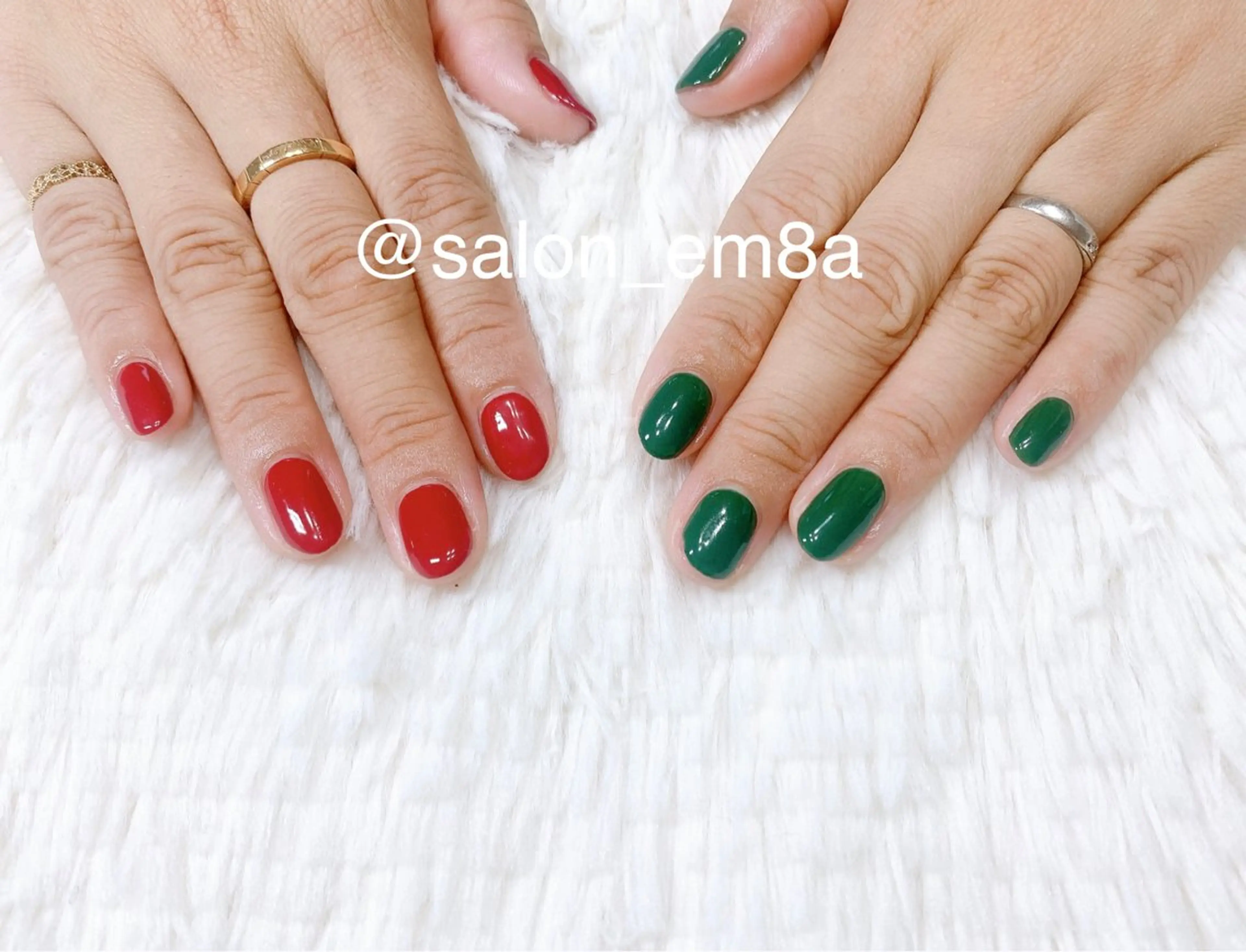 ネイル ジェルネイル ワンカラーネイル 冬ネイル クリスマス ハンドネイル salon EM&A emiのネイルデザイン