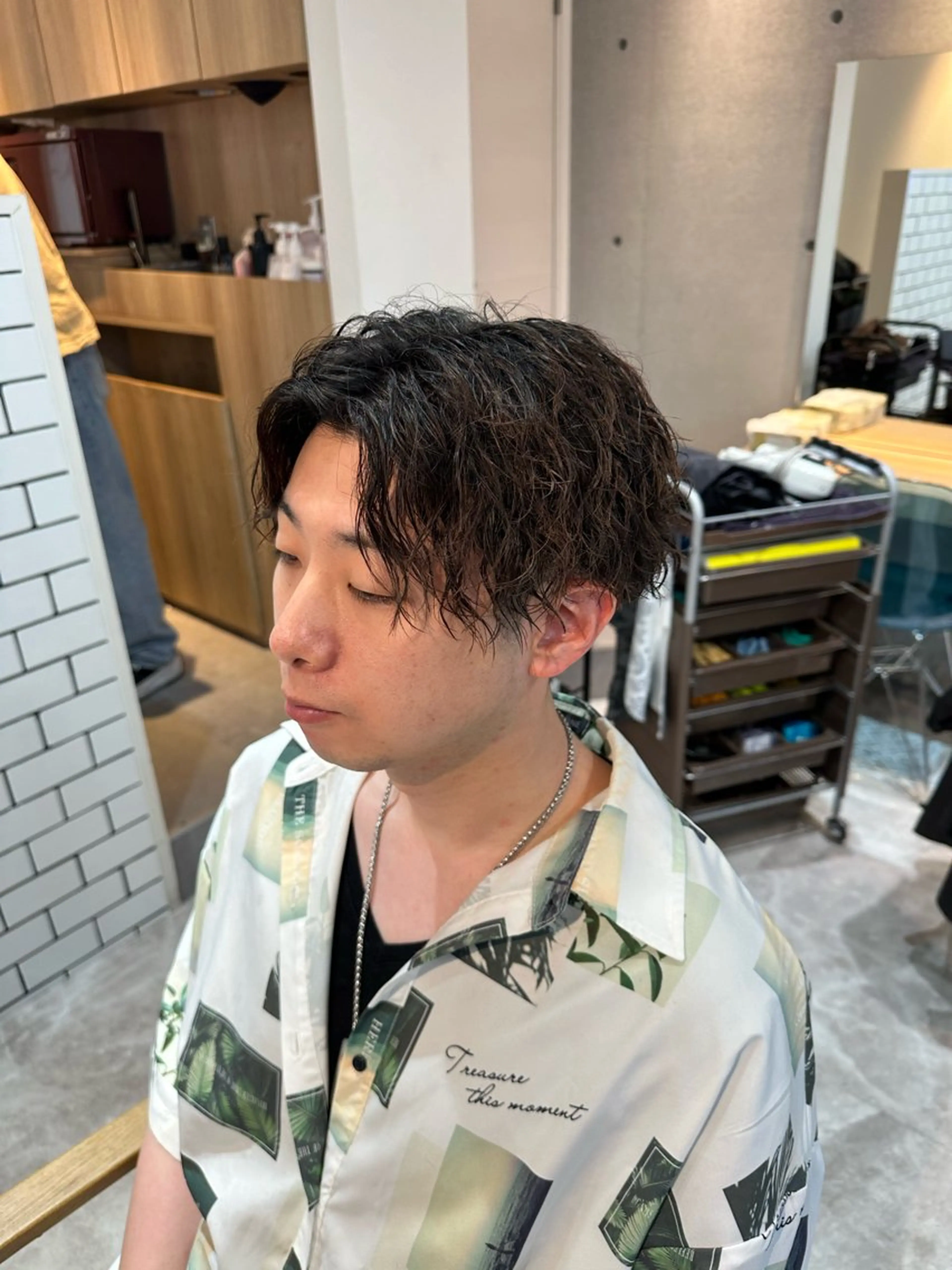 パーマ メンズ センターパート カット パーマ 💎メンズカット /パーマ/細野💎のヘアスタイル