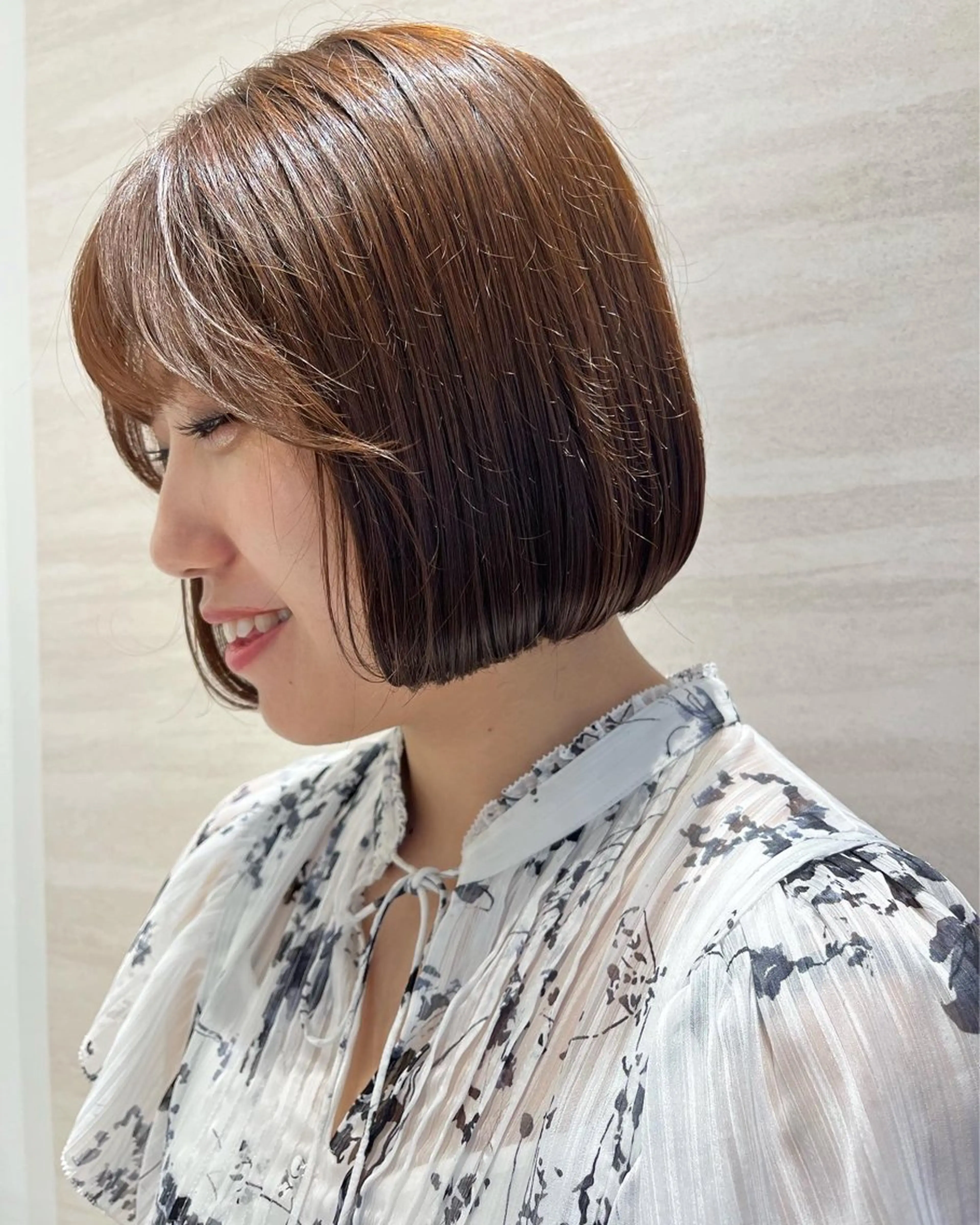 ショート ボブ サイドバング カット ヘアカラー ボブ／ミニボブ／ akaneのヘアスタイル