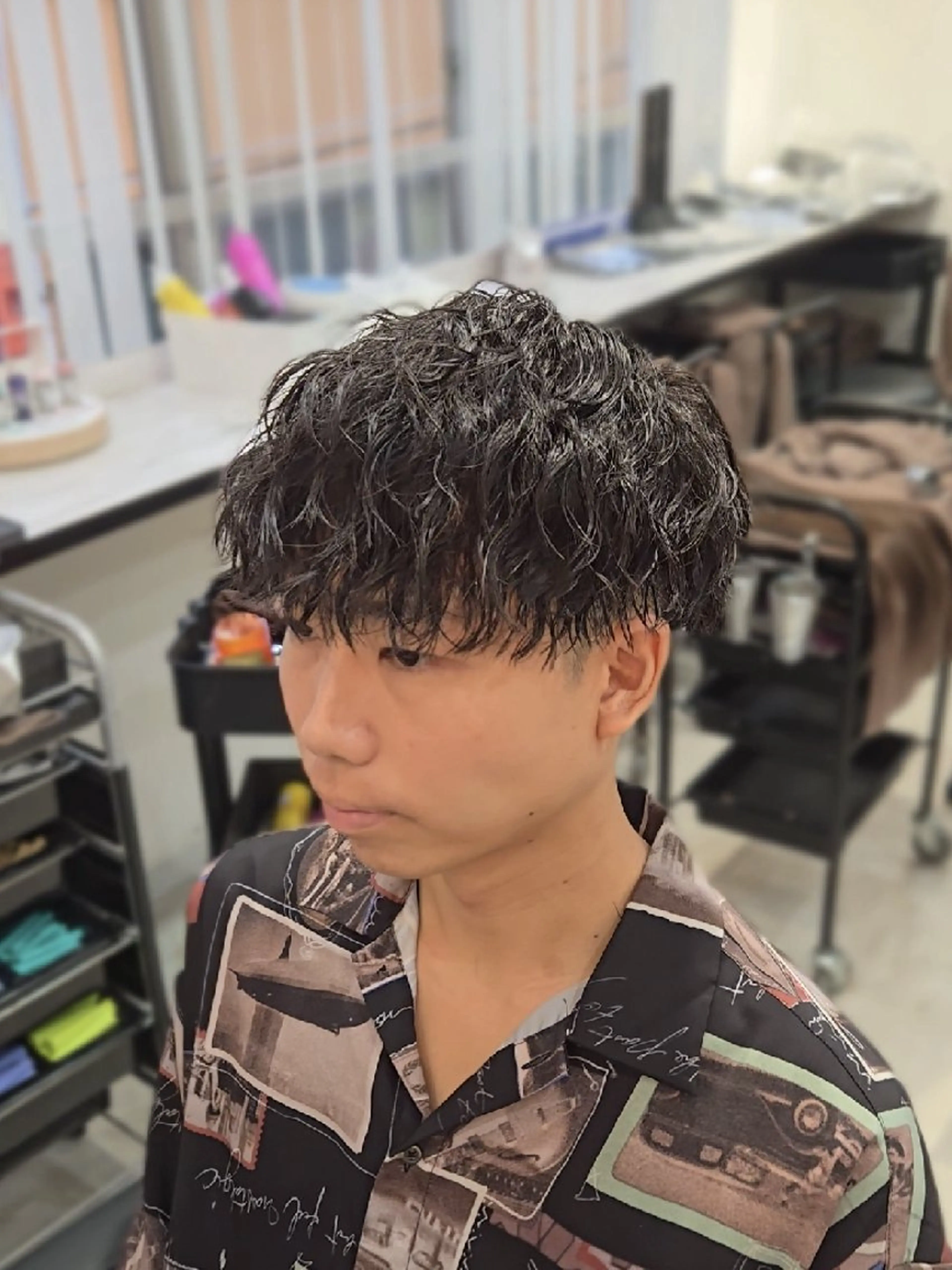 メンズ ミディアム マッシュ カット パーマ ヘアセット Lapis 名古屋駅前店所属・LEN名古屋/パーマ メンズ特化美容師のヘアスタイル