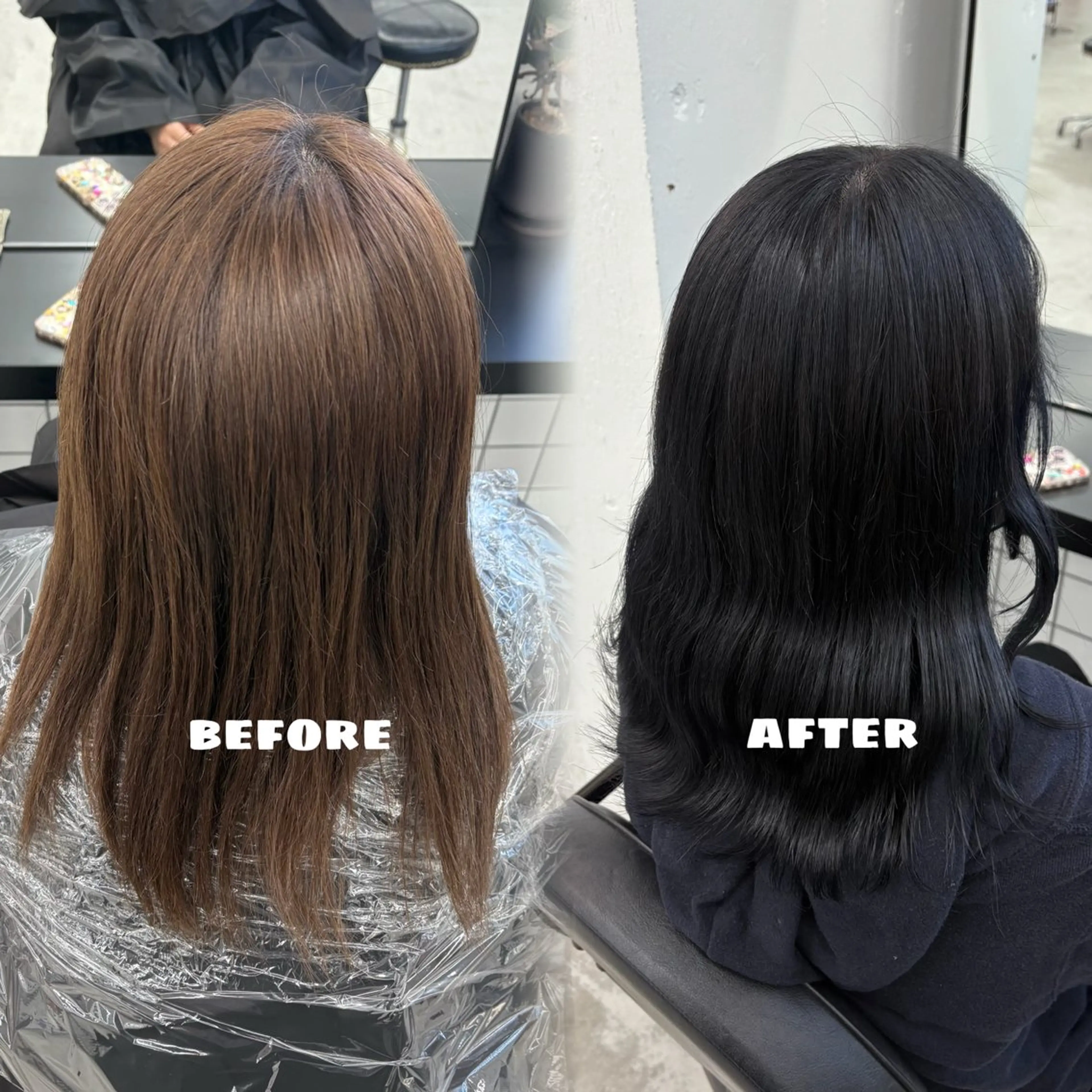 セミロング カラー 黒髪 ヘアカラー トリートメント 🌟ゆりあ🌟 JILLSTUDIOのヘアスタイル