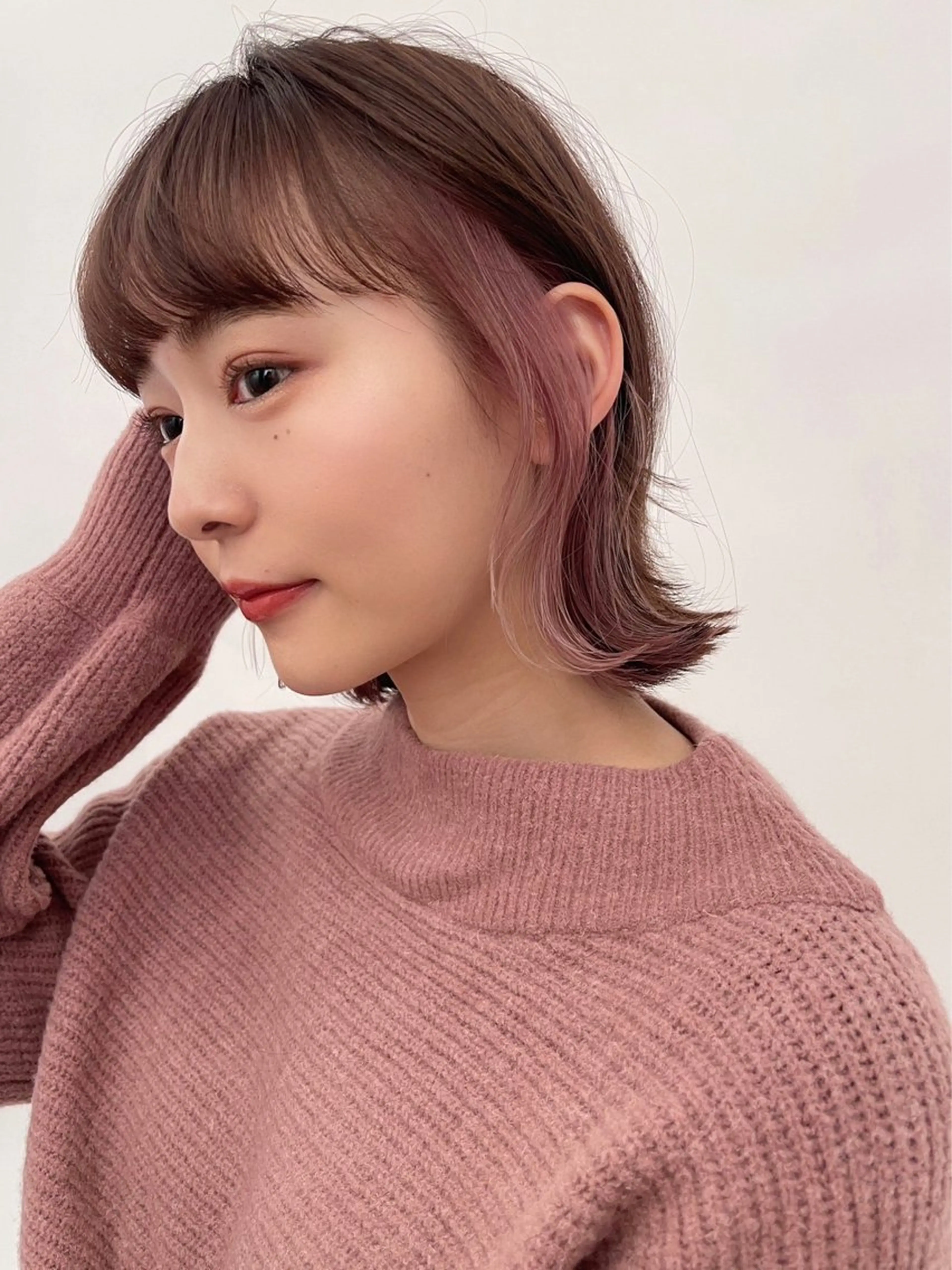 ショート カラー イヤリングカラー ピンクカラー ヘアカラー トリートメント ヘアセット RYOSUKE インナーカラーのヘアスタイル