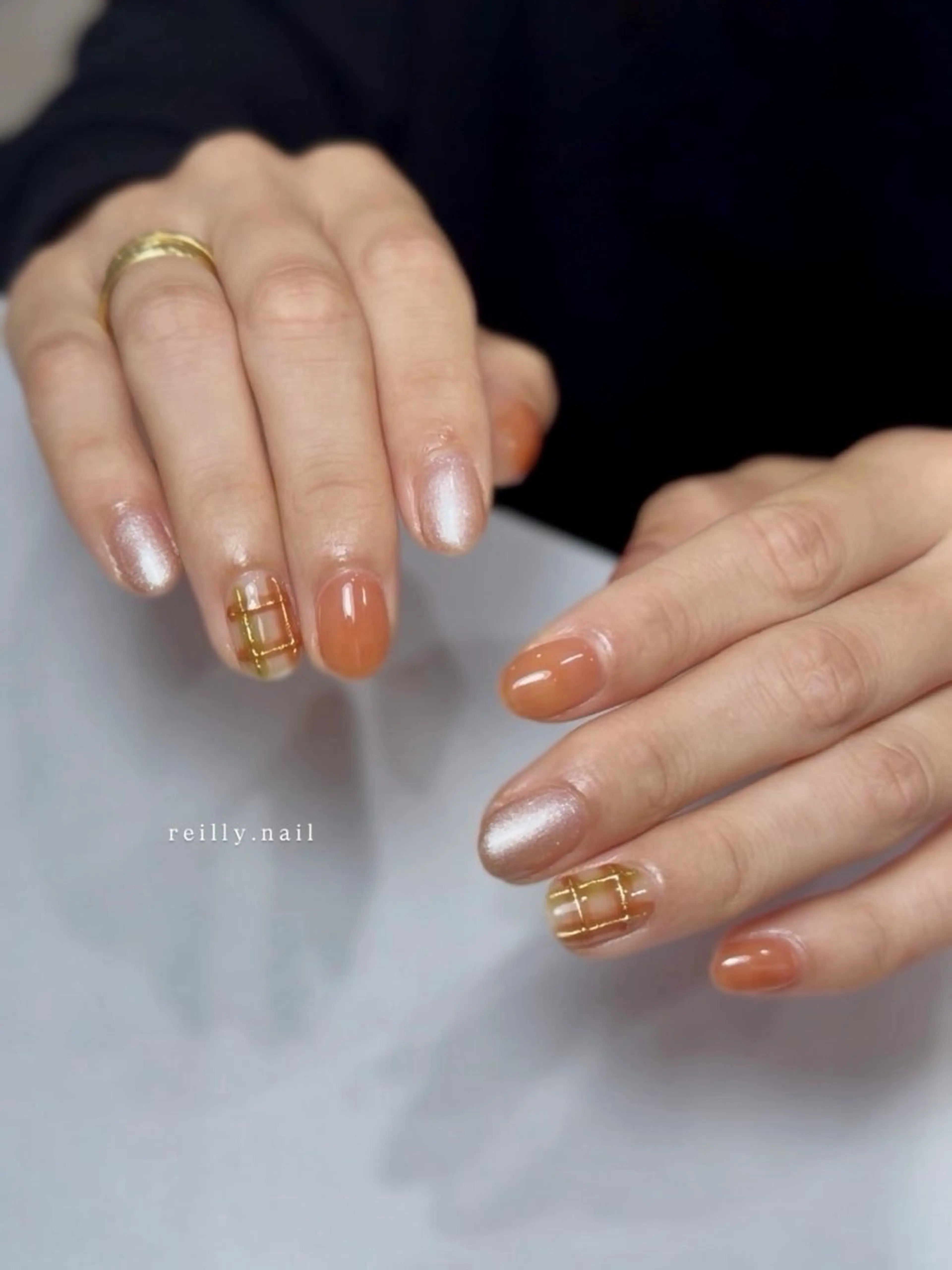 ネイル フラッシュネイル フレンチネイル ジェルネイル グラデーション ラメ(グリッター) ハンドネイル ハンドケア REILLY.　private nail salon所属・Marina 《REILLY.》のネイルデザイン