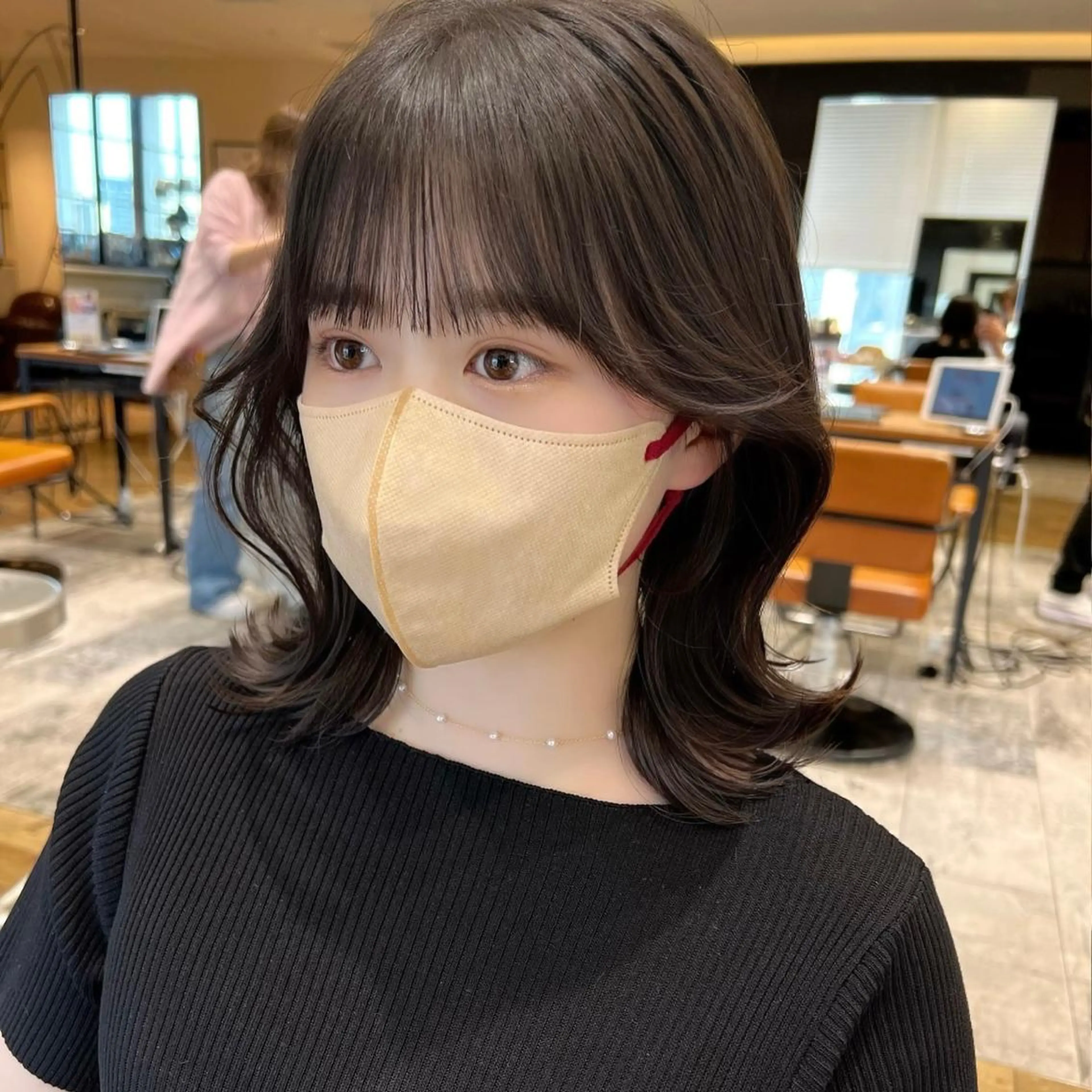 ミディアム カラー ヘアアレンジ イルミナカラー くびれヘア 顔周りカット 髪質改善 韓国風ヘア カット ヘアカラー トリートメント ヘアセット 日本一の小顔カット/ ボブ/顔周り/韓国のヘアスタイル