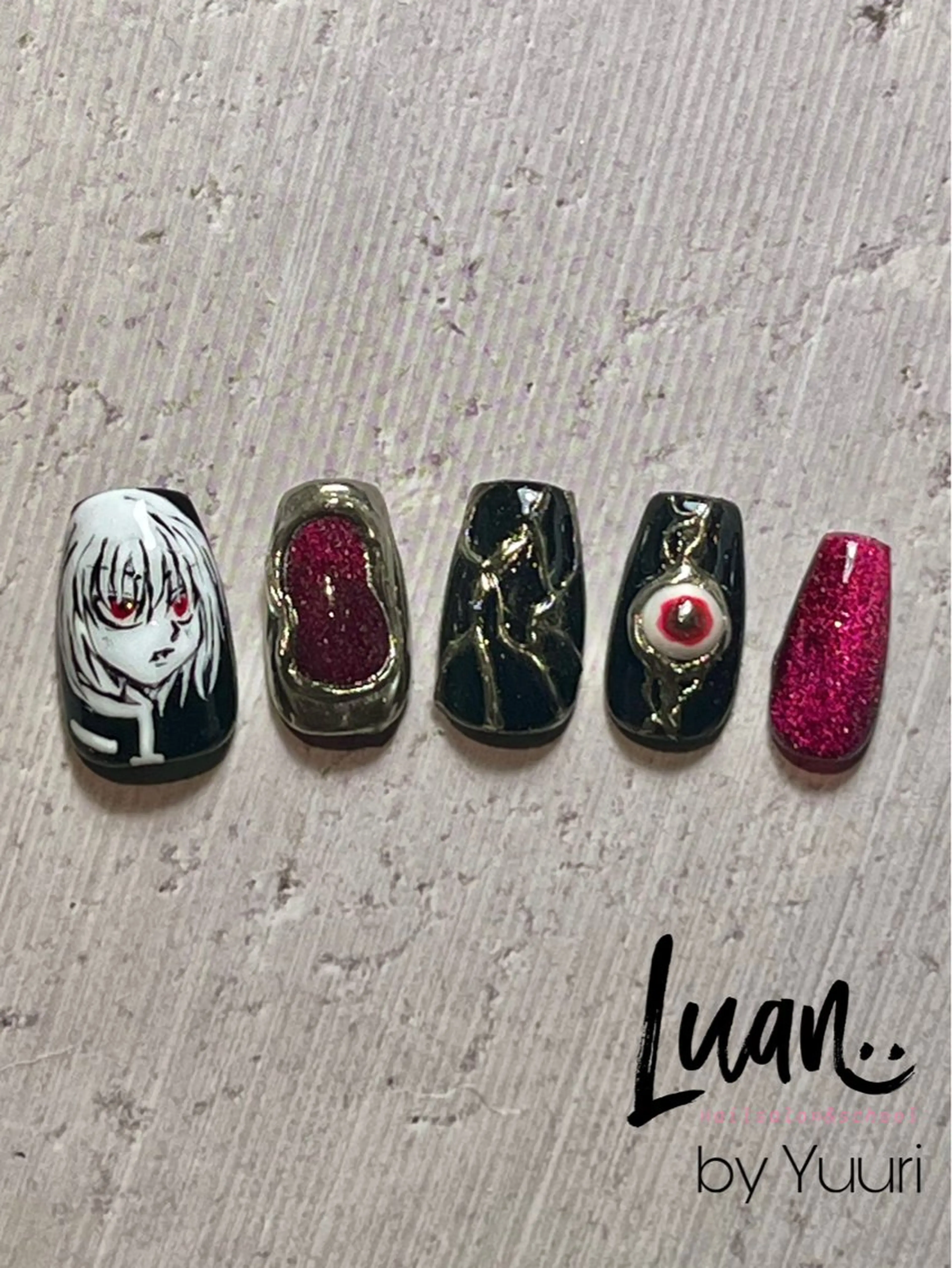 ネイル 赤色 nailsalon&school Luan所属・林 優里のネイルデザイン