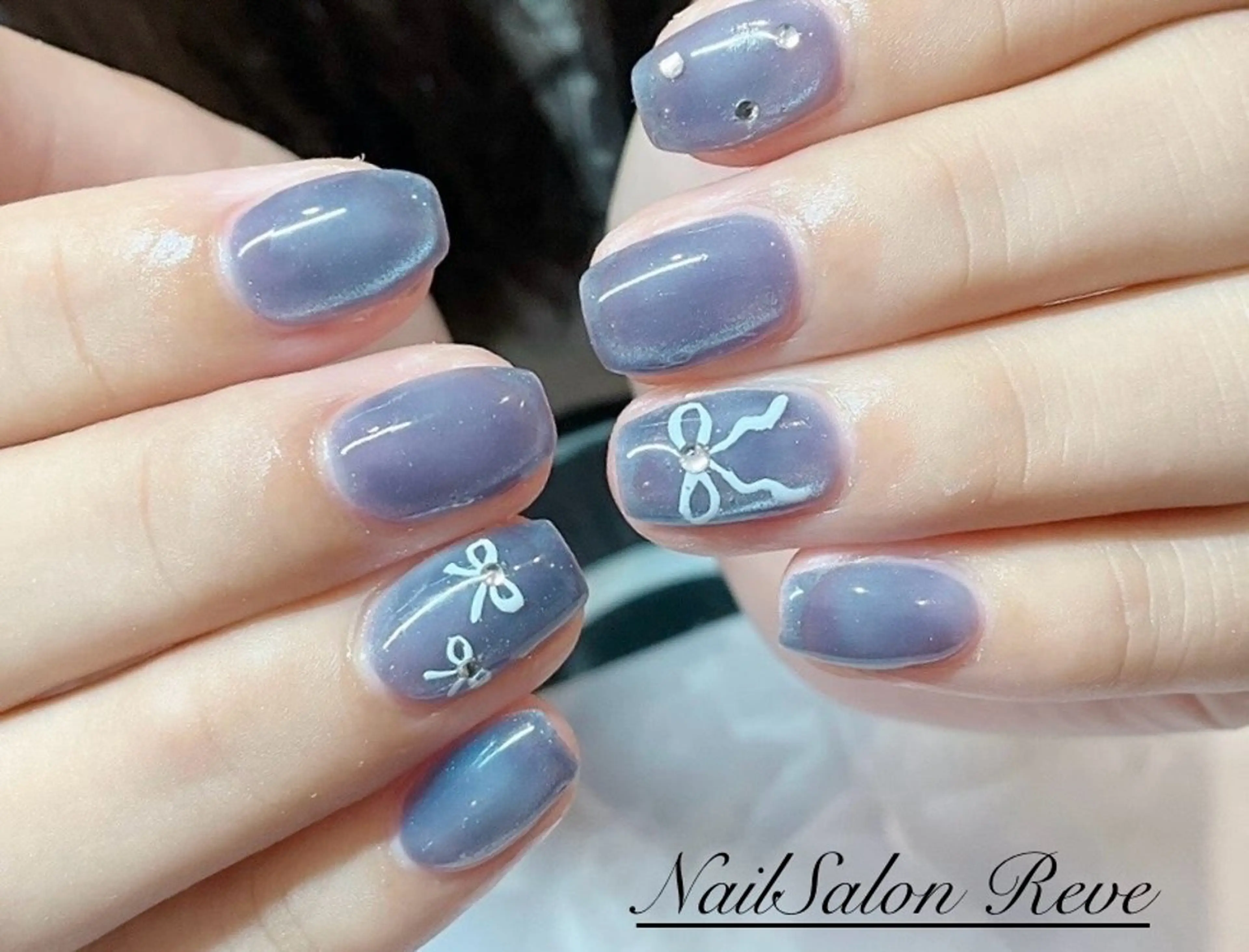 ネイル アートネイル マグネットネイル リボン NailSalon   Reve（ネイルサロン レーヴ）所属・NailSalon Reveのネイルデザイン