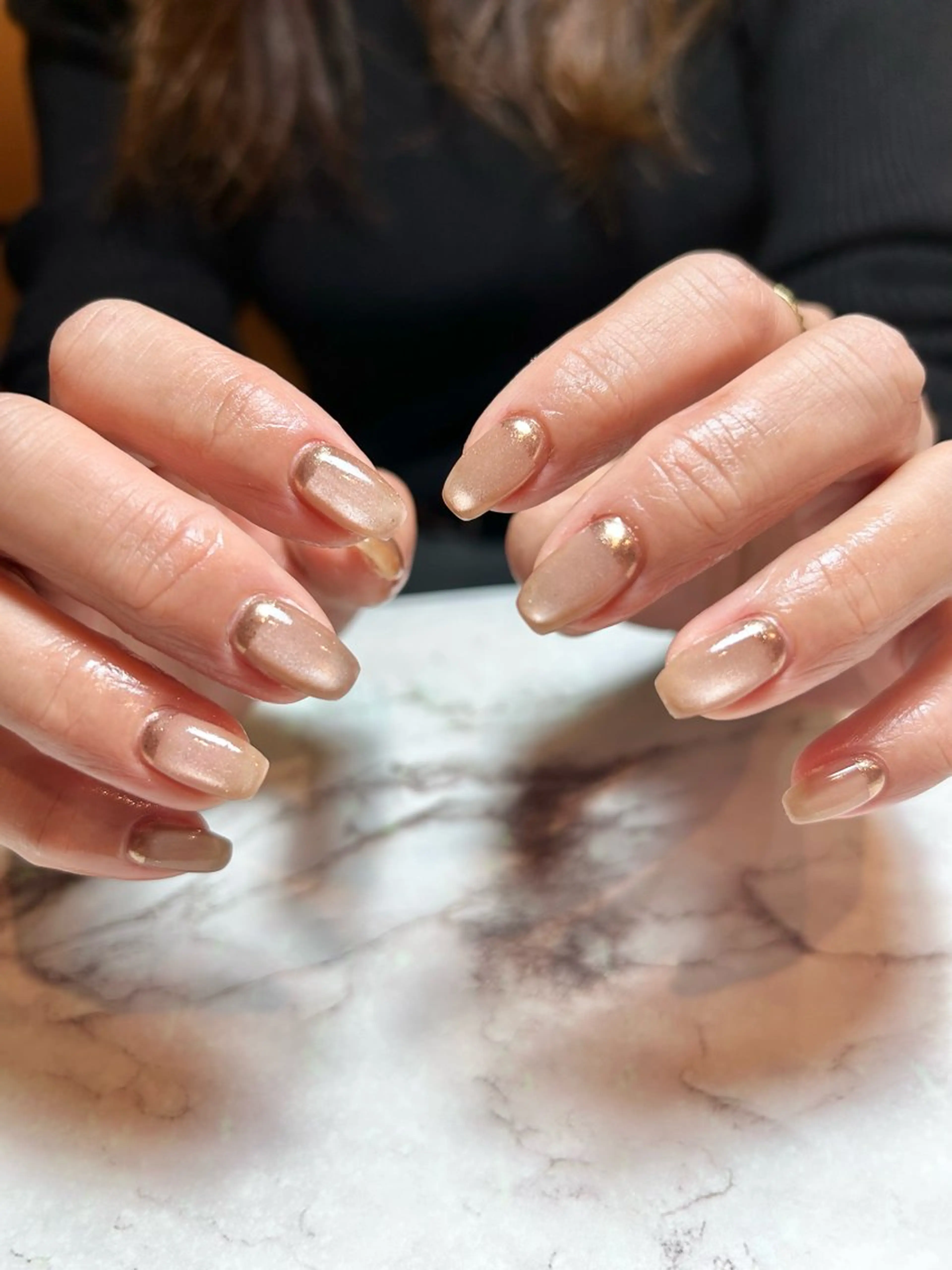 ネイル フレンチネイル マグネットネイル 逆フレンチ ハンドネイル フットネイル TESORO nailのネイルデザイン