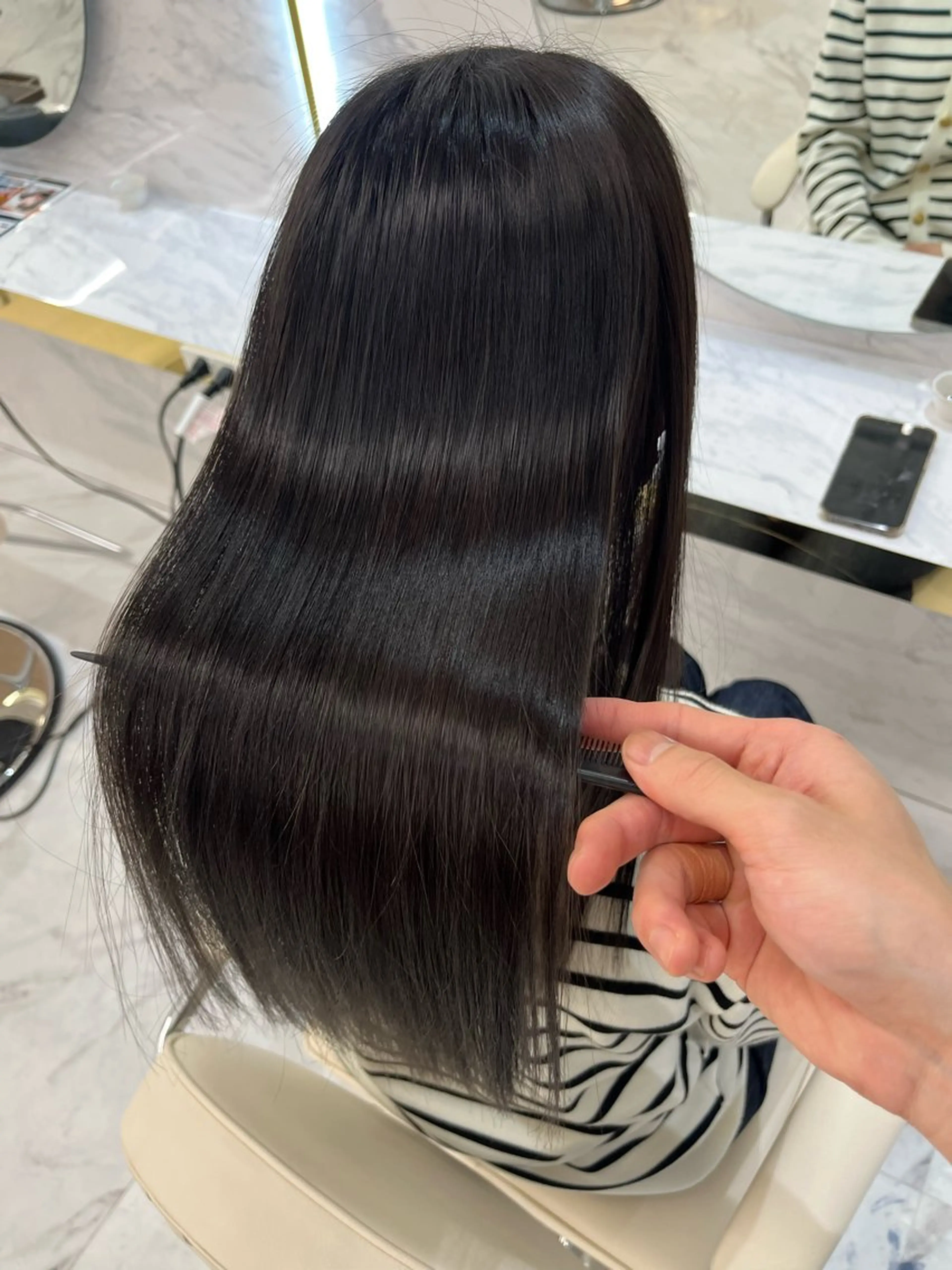 ロング カット ヘアカラー 縮毛矯正 トリートメント 韓国風🫧髪質改善 村上　蒼生のヘアスタイル