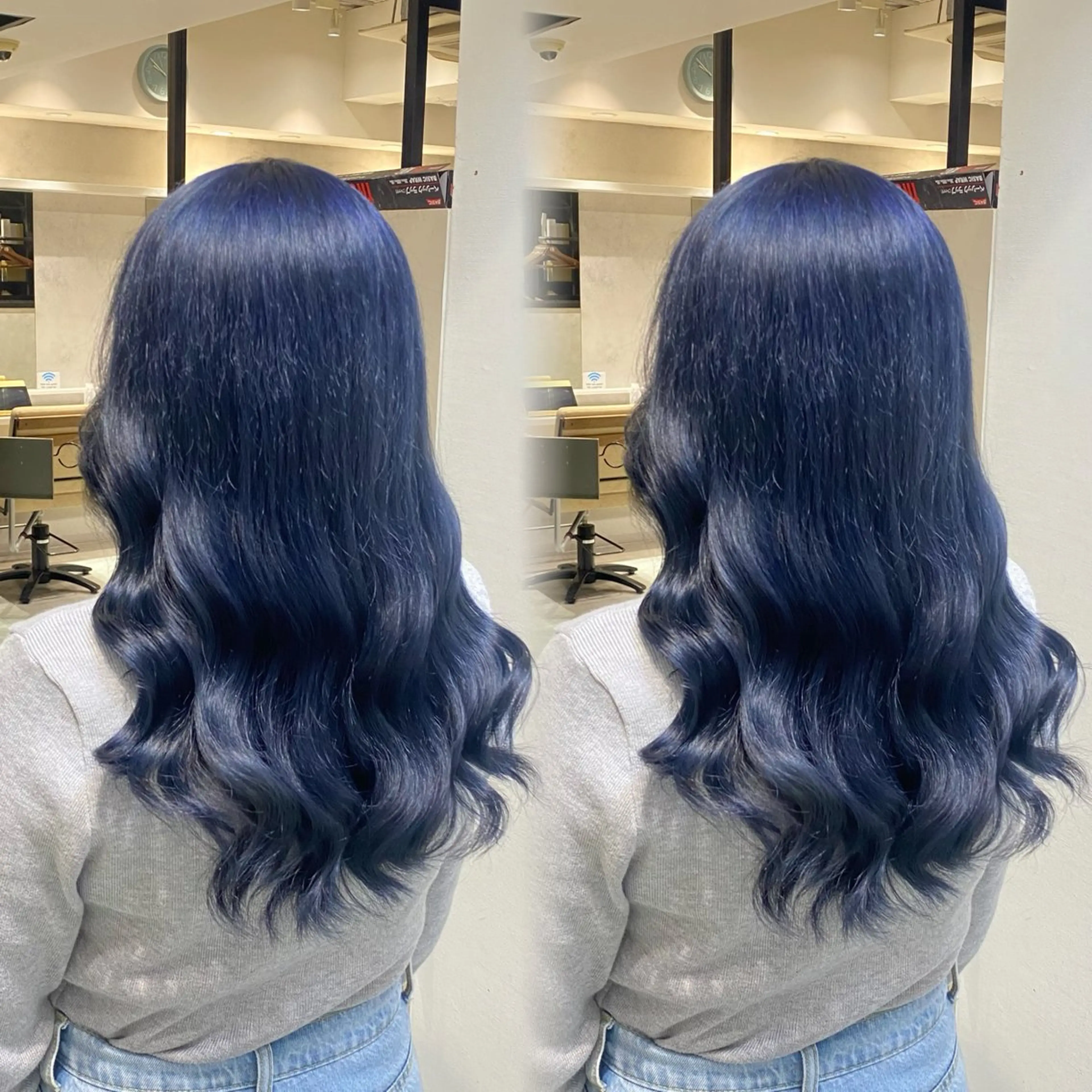 カラー ブリーチ ブルーカラー ネイビーカラー ヘアカラー 梅田ハイトーンカラー / ibuのヘアスタイル