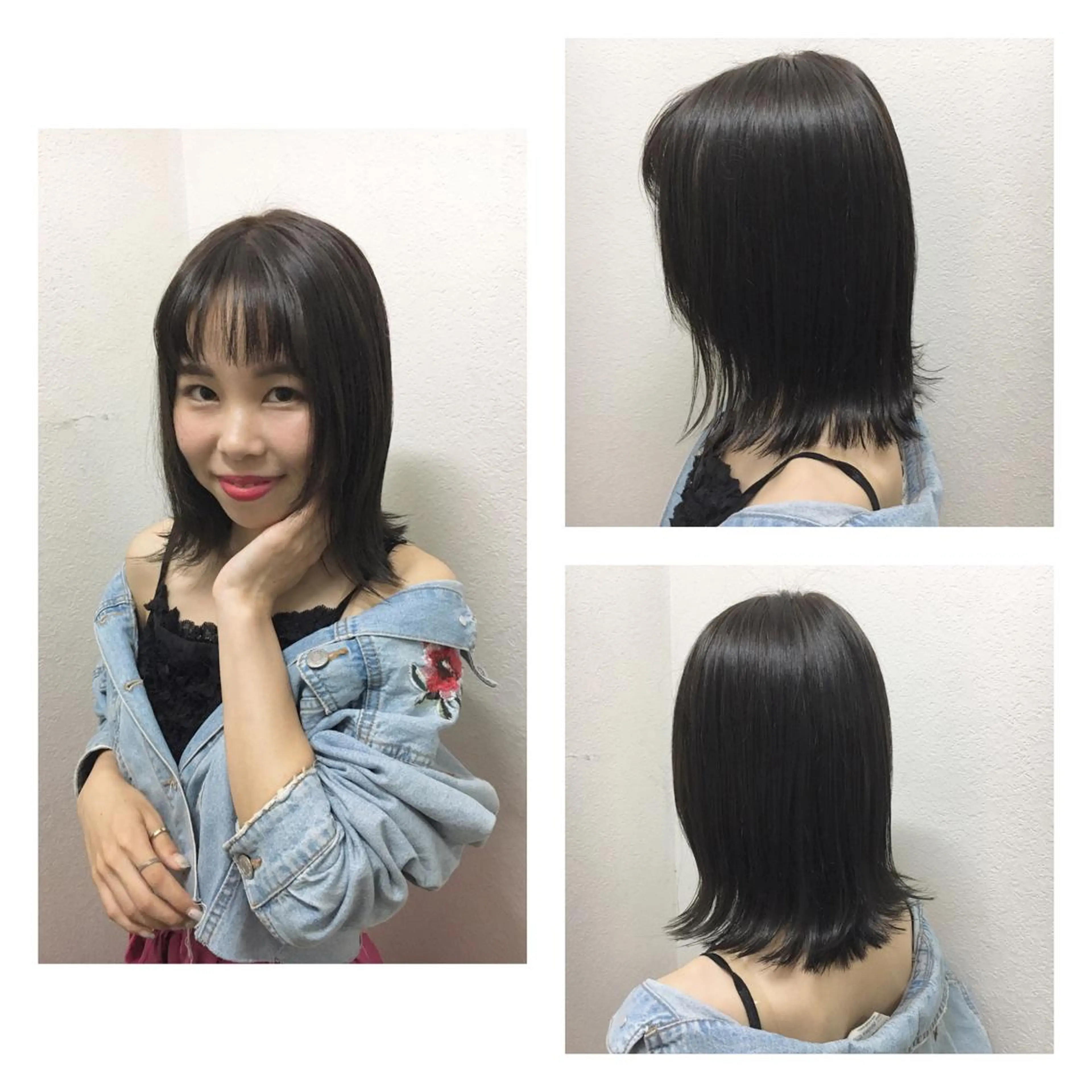 ミディアム カラー 黒髪 JIL BLAN 京都のヘアスタイル