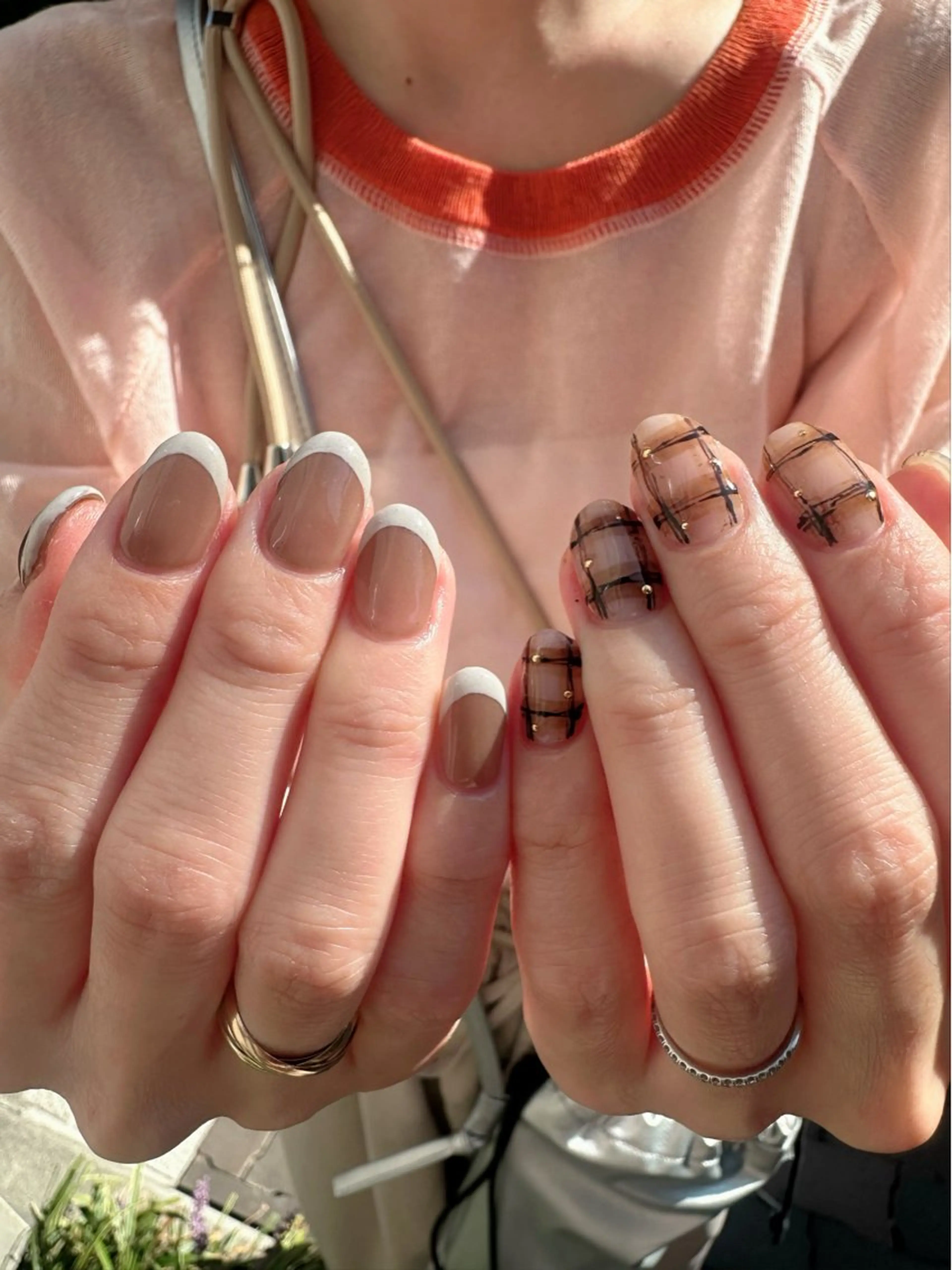 ネイル ブラウン フレンチネイル 氷ネイル・うるうるネイル 🪞KAPE NAIL 🪞のネイルデザイン