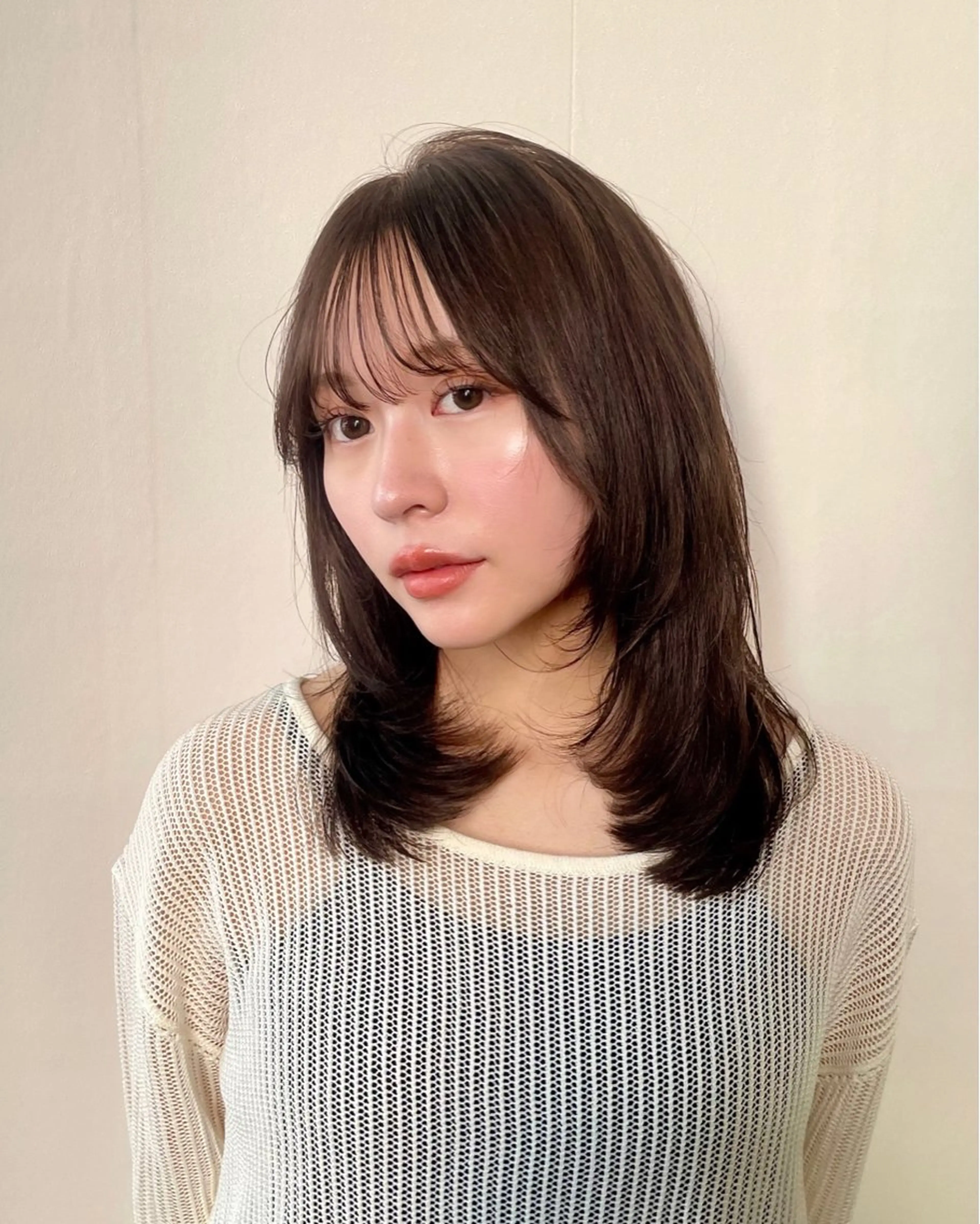 ミディアム カット ヘアカラー ren ボブロブ/ミディアムのヘアスタイル
