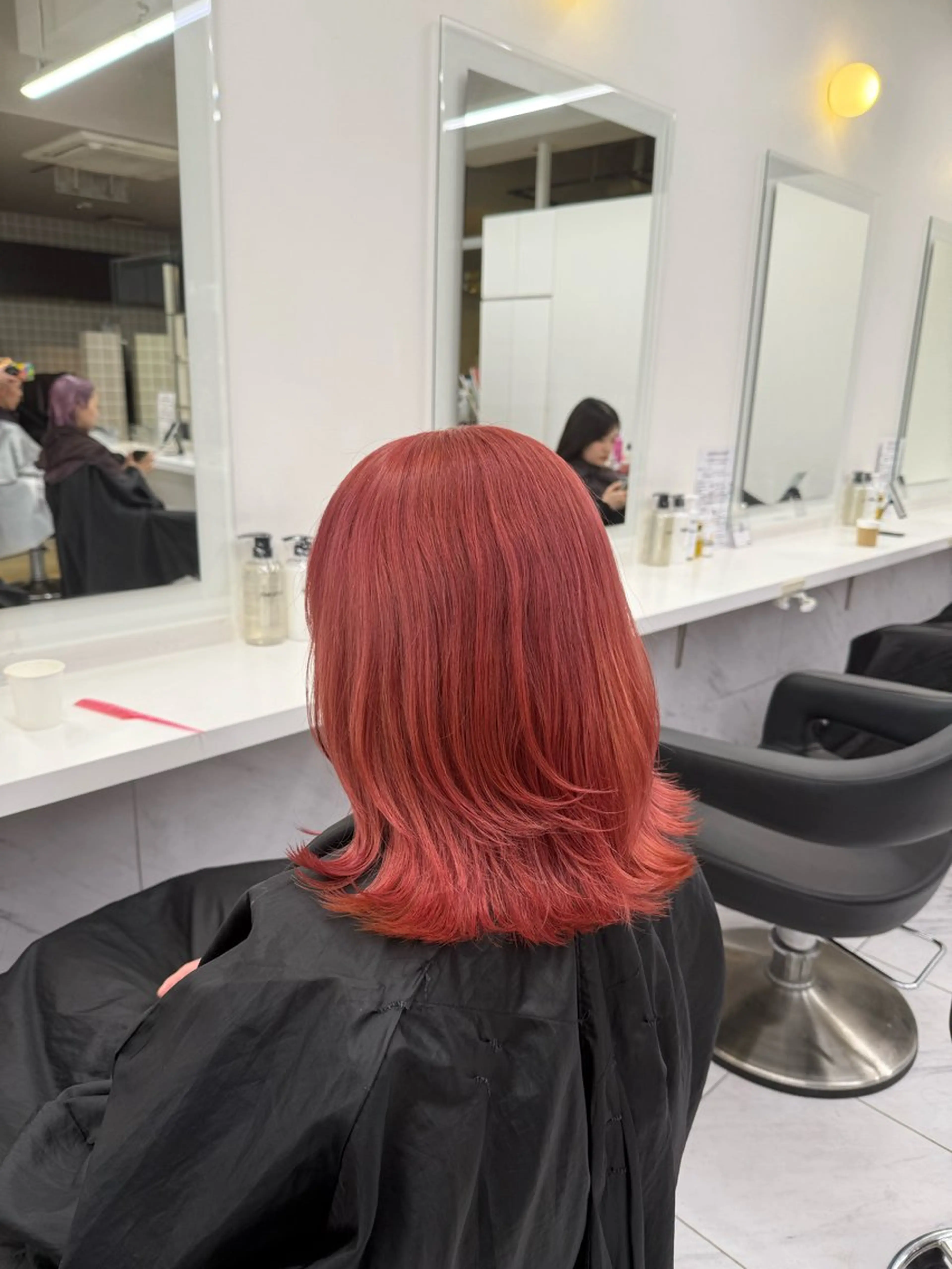 ミディアム カラー ヘアアレンジ ヘアカラー トリートメント ヘッドスパ 💗暖色特化ピンク/ 赤髪💗HARUNAのヘアスタイル