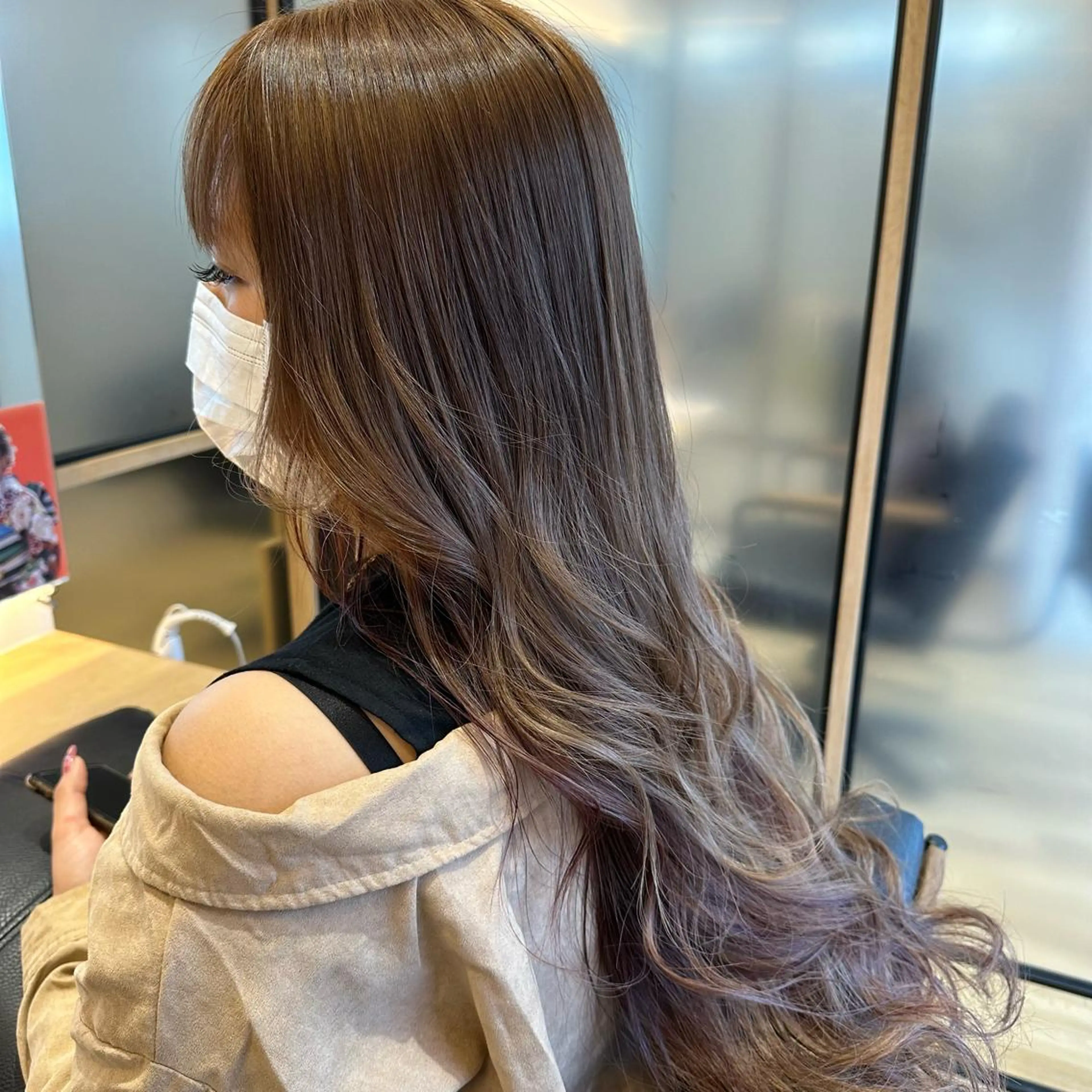 ロング カラー ハイライトカラー ピンクカラー ハイライト ヘアカラー トリートメント Nao 【EIGHT札幌】のヘアスタイル