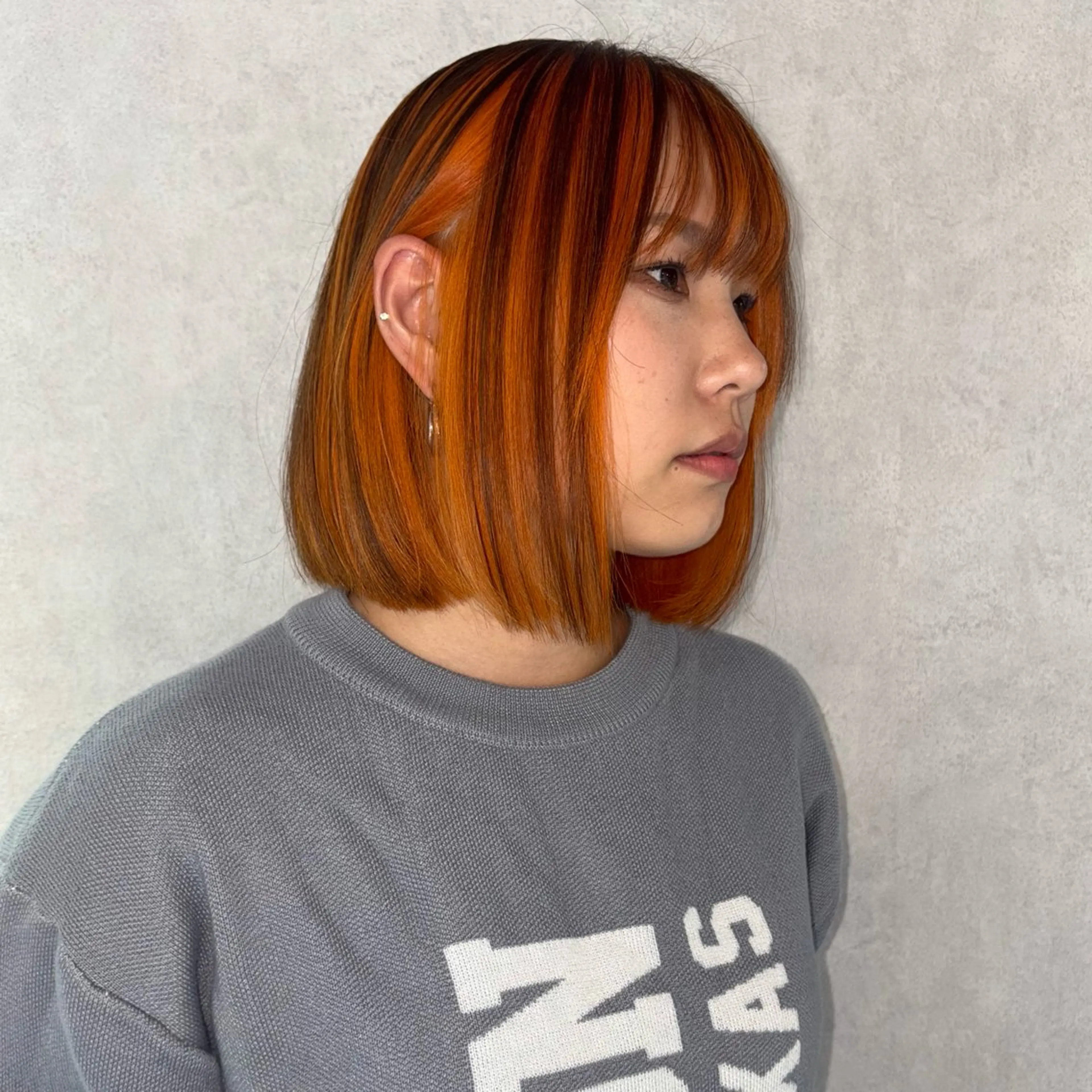 ショート カラー ブリーチ オレンジ ボブ ヘアカラー ★デザインカラー ハイトーン ももか★のヘアスタイル
