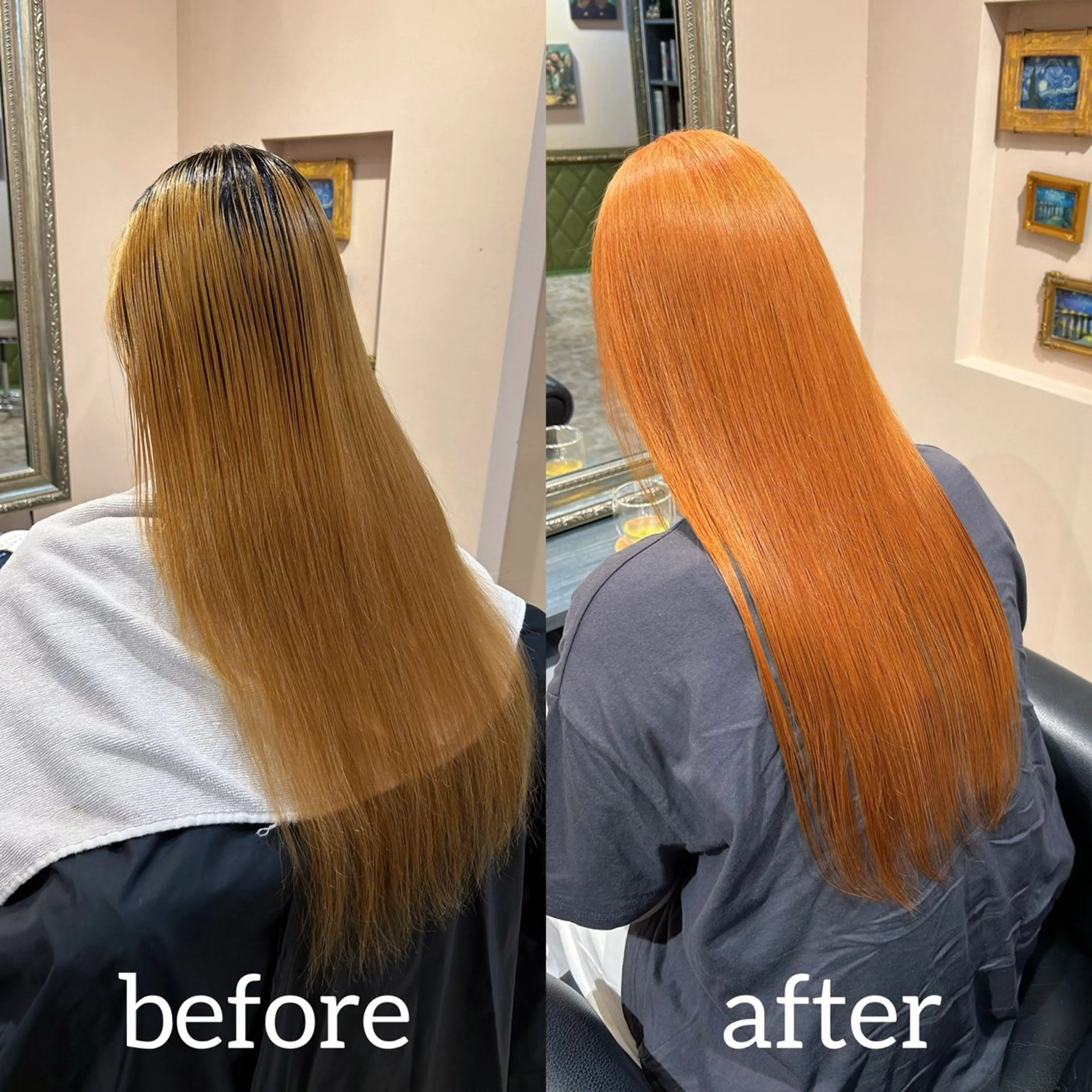 ロング カラー ブリーチ オレンジ 伊藤 皓亮のヘアスタイル