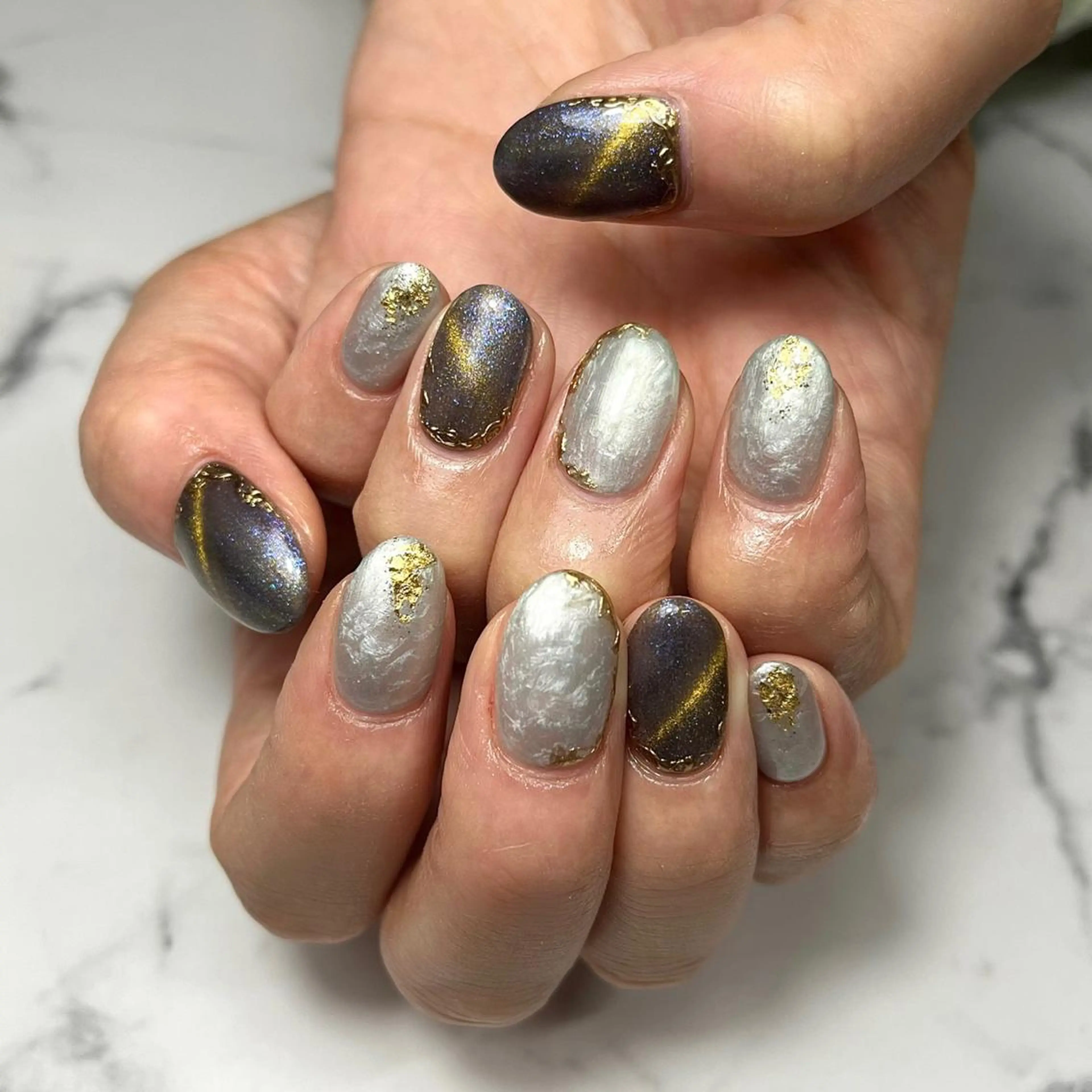 ネイル アートネイル ジェルネイル 氷ネイル・うるうるネイル 韓国ネイル 水色 ハンドネイル NAIL NOWのネイルデザイン