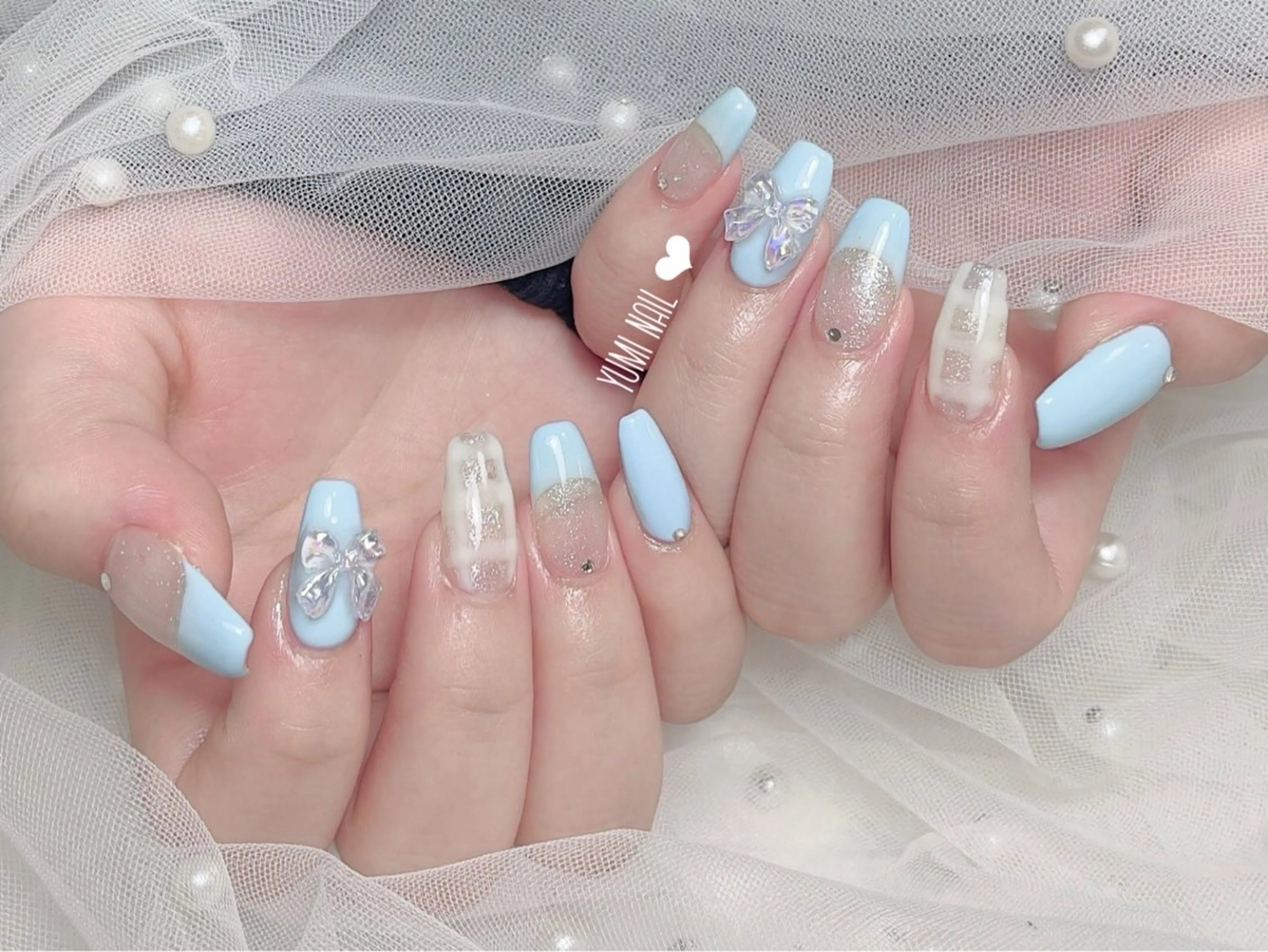 ネイル ハンドネイル ユリ🎀 デザイン長さ出し専門のネイルデザイン
