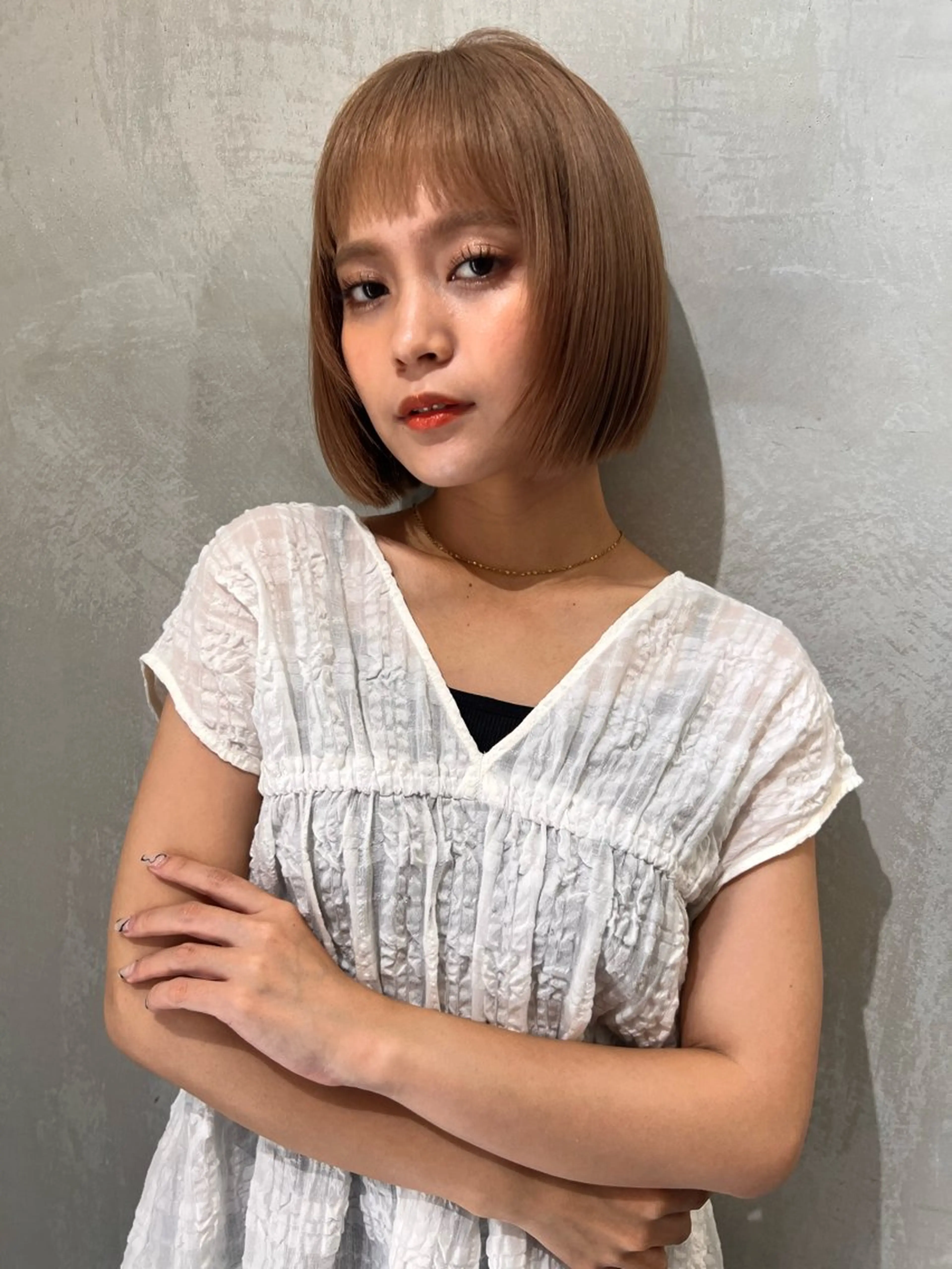 ミディアム カット ヘアカラー 大瀧菜月 ボブ/艶髪縮毛矯正のヘアスタイル