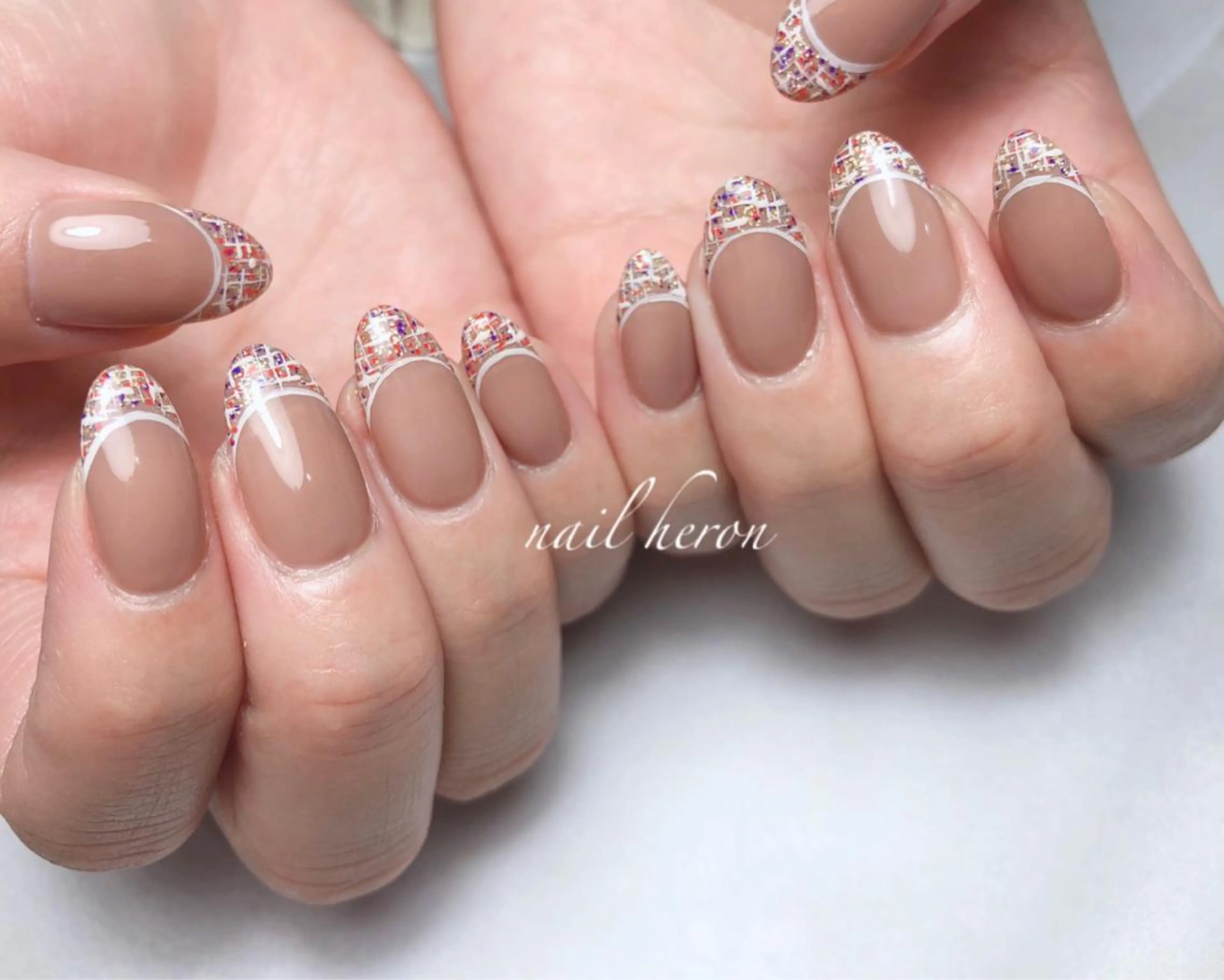 ネイル フレンチネイル ツイードネイル ハンドネイル nail heron所属・saki_ nail heronのその他イメージ