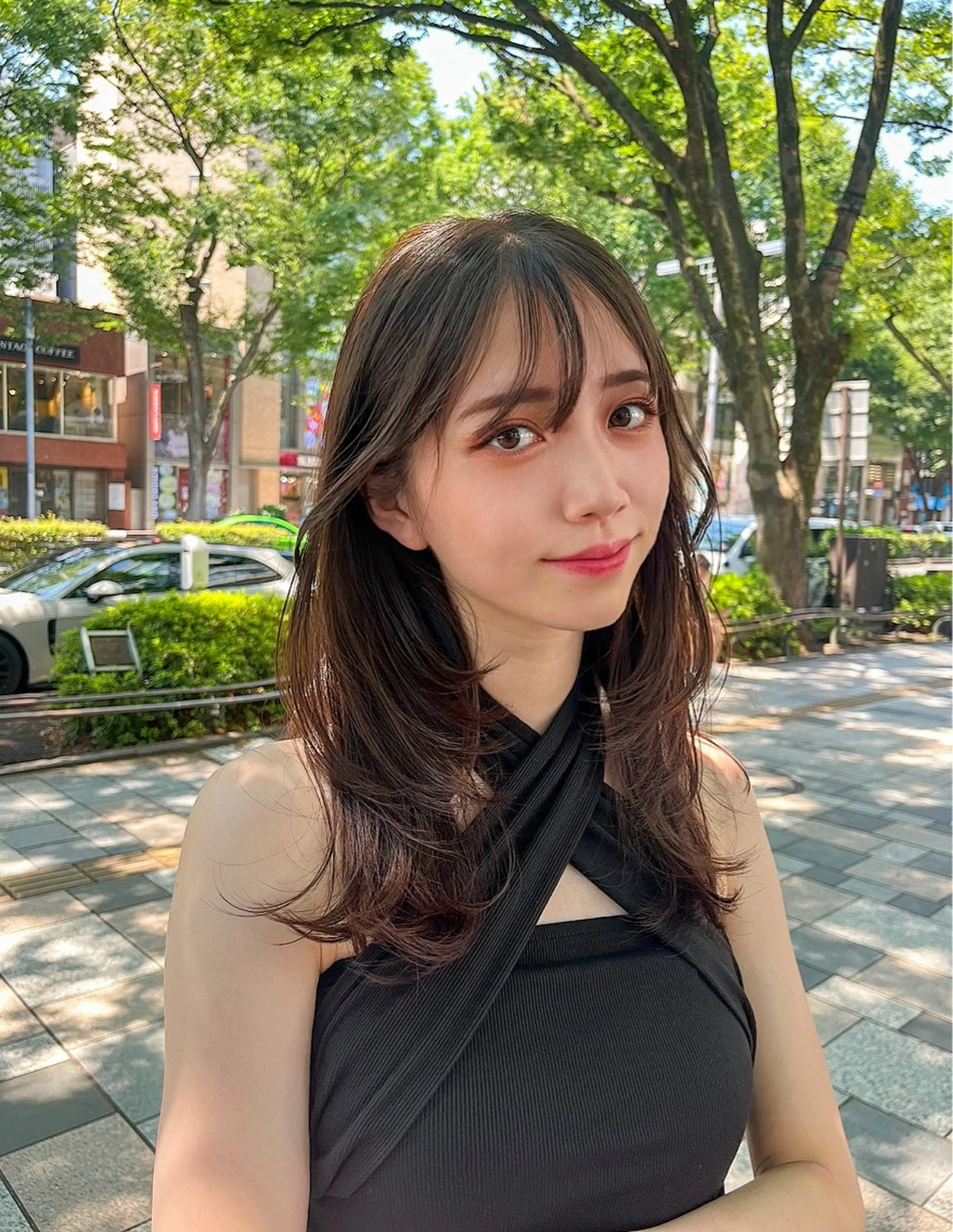 ミディアム カラー 山崎/ボブ縮毛矯正 レイヤー髪質改善のヘアスタイル